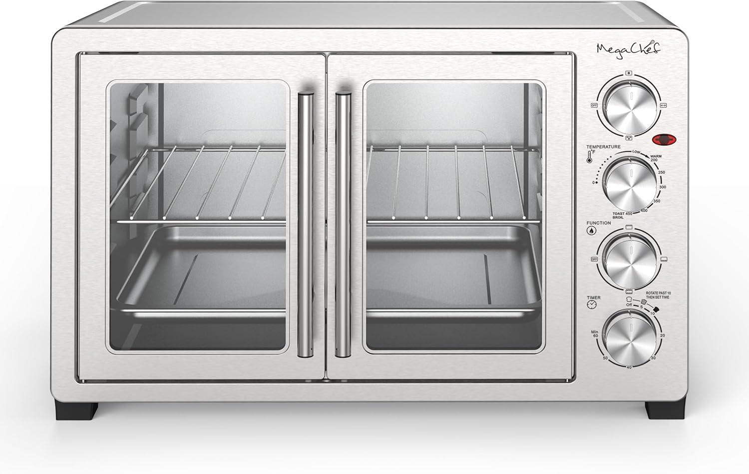 MegaChef 45L Electric French Door Rotisserie Convection Counter Top Oven