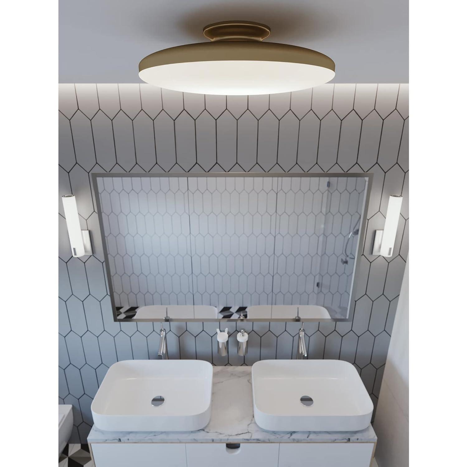 AFX  Skye LED Flush Mount with White Acrylic 25 Satin Brass Medium 15 inch Satin Brass