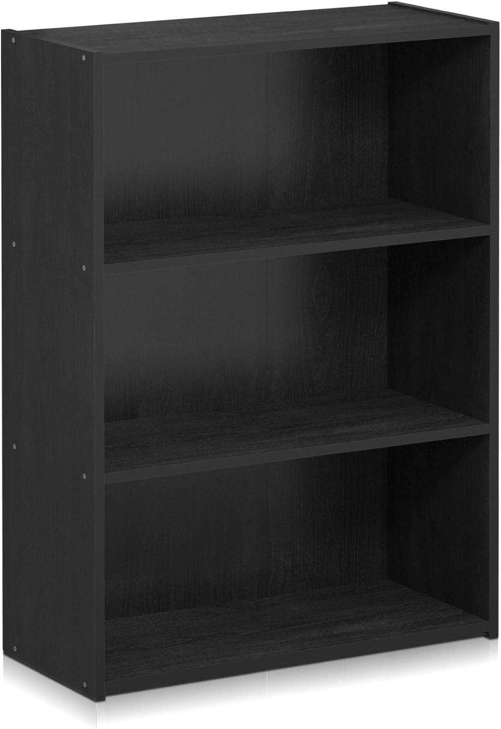 Kids' Heavy-Duty Black Wood 3-Tier Storage Cube Bookcase