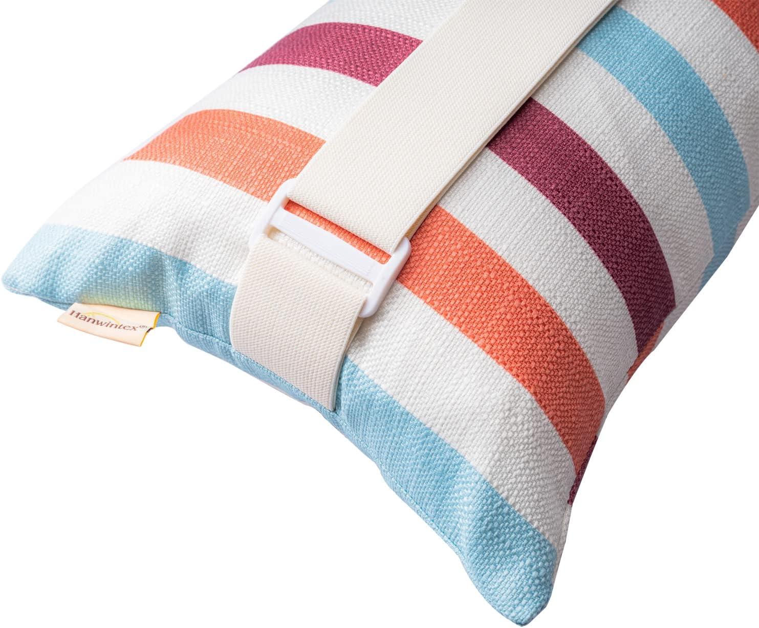 Outdoor Pillows for Lounge Chair Head Resting, Small Square Decotative Pillow with Adjustable Stripe for Recliner, Office Chair,Car Seat,Sofa Neck or Lumbar Attachment,Waterproof 2pack