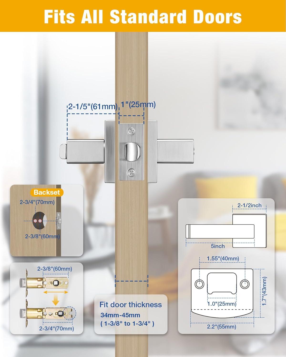Front Door Handle and Deadbolt Set, Matte Black Exterior Door Lock Set with Deadbolt, Front Door Handles and Locks (2 Pack)