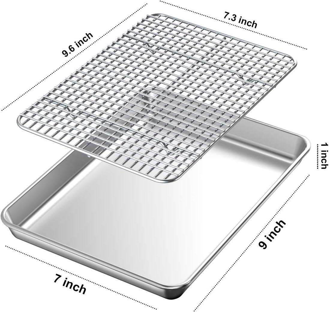 Baking Sheet with Cooling Rack Set [2 Sheets + 2 Racks], GoXteam Stainless Steel Cookie Baking Pan Oven Tray with Rack, 12 x 10 x 1 Inch, Heavy Duty, Non-toxic, Dishwasher Safe