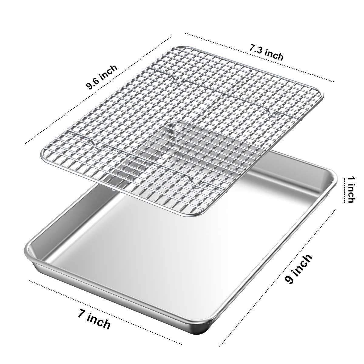 Baking Sheet with Cooling Rack Set [2 Sheets + 2 Racks], GoXteam Stainless Steel Cookie Baking Pan Oven Tray with Rack, 12 x 10 x 1 Inch, Heavy Duty, Non-toxic, Dishwasher Safe