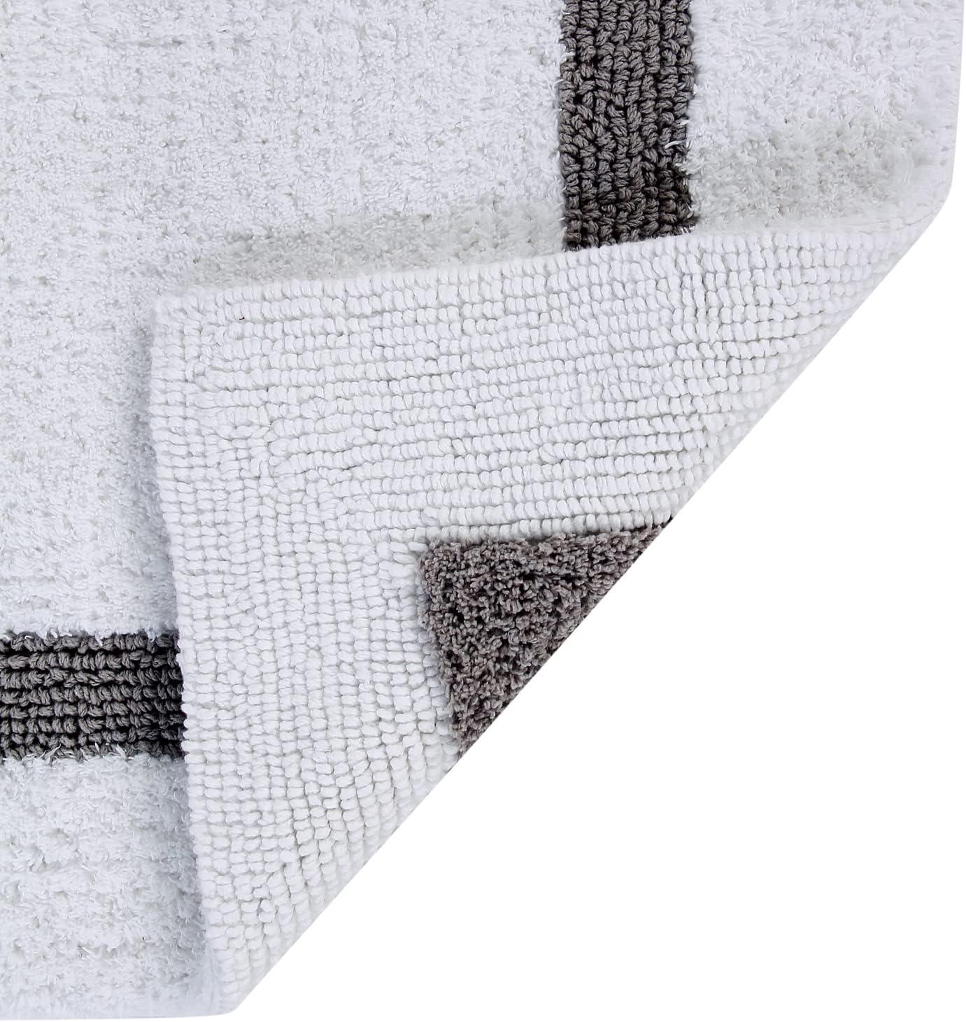 24"x40" Hotel Collection Bath Rug White/Gray - Better Trends: Cotton, Tufted, Machine Washable