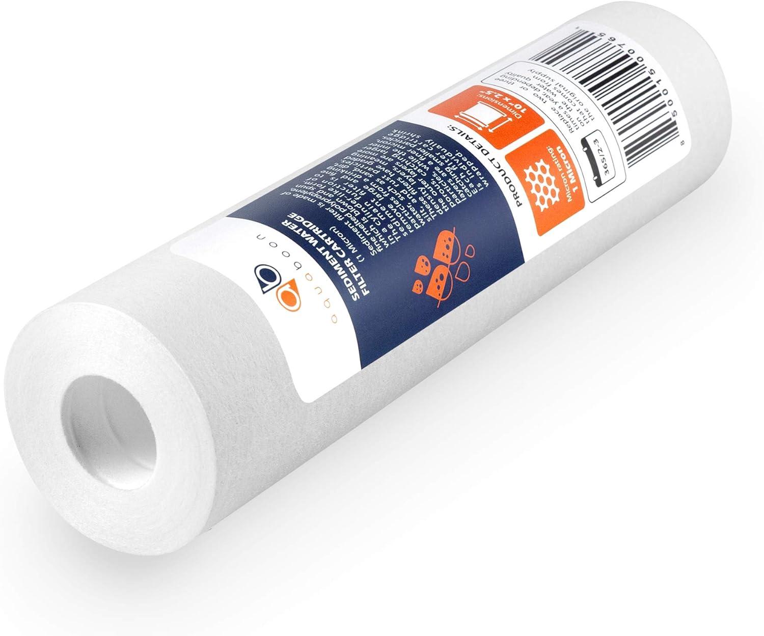 Aquaboon 6-Pack of 1 Micron 10" Sediment Water Filter Replacement Cartridge for Any Standard RO Unit | Whole House Sediment Filtration | Compatible with DuPont WFPFC5002, Pentek DGD series, RFC