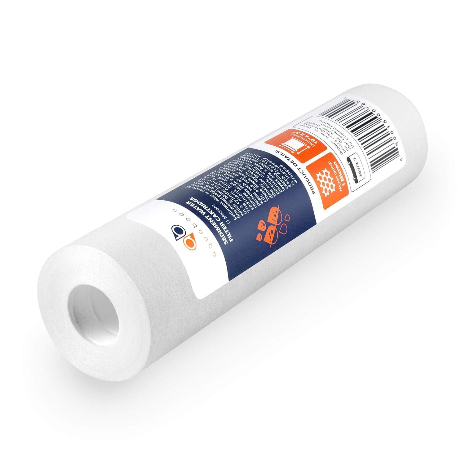 Aquaboon 6-Pack of 1 Micron 10" Sediment Water Filter Replacement Cartridge for Any Standard RO Unit | Whole House Sediment Filtration | Compatible with DuPont WFPFC5002, Pentek DGD series, RFC