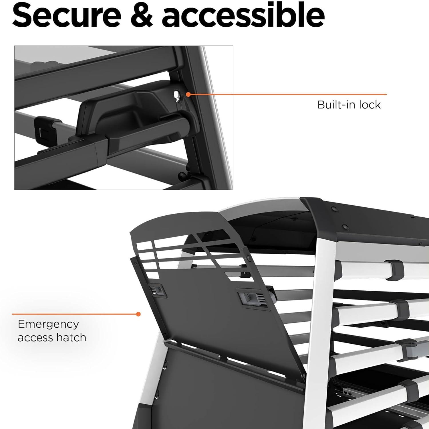 Small Black and Silver Car Dog Crate with Safety Features
