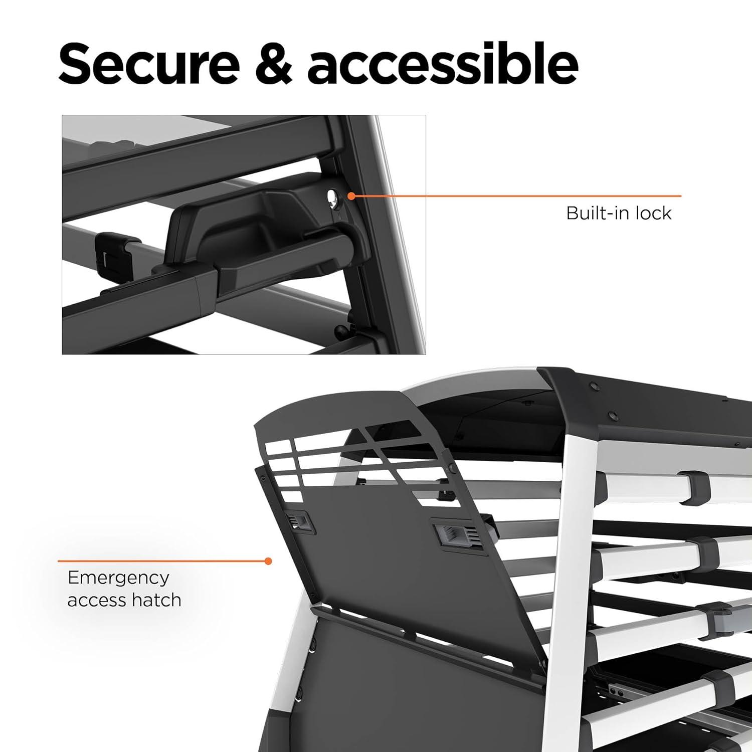 Small Black and Silver Car Dog Crate with Safety Features