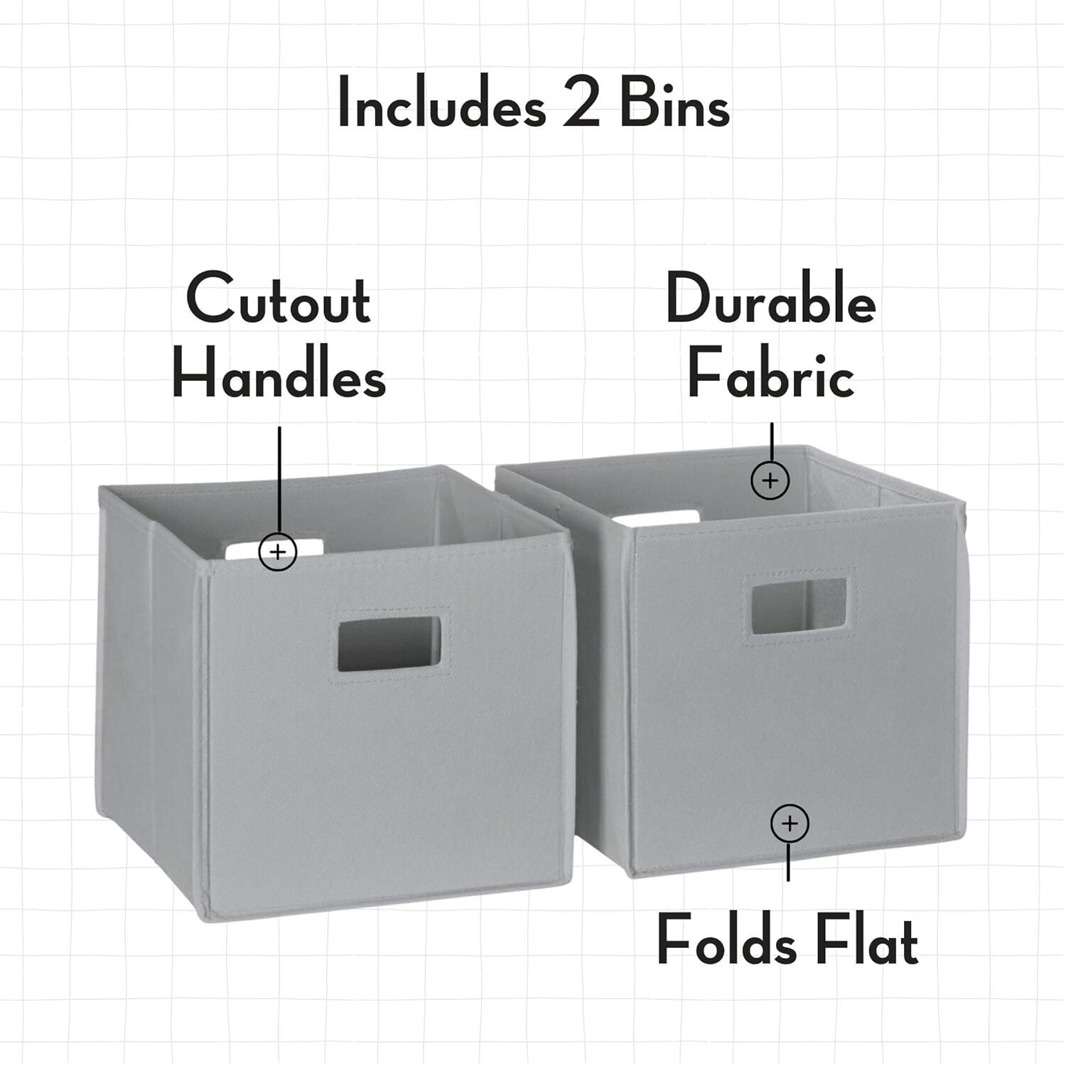 RiverRidge Home RiverRidge Kids Desk, Activity and Play Table with 6 Storage Cubbies - White with 2 Fabric Bins