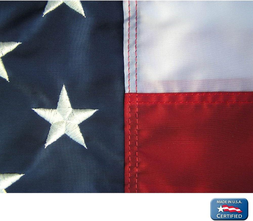 White Nylon American Flag Kit with Solar Light and Pole