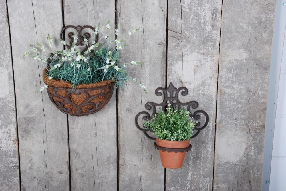 The Lakeside Collection Victorian Half-Round Wall Planter with Liner