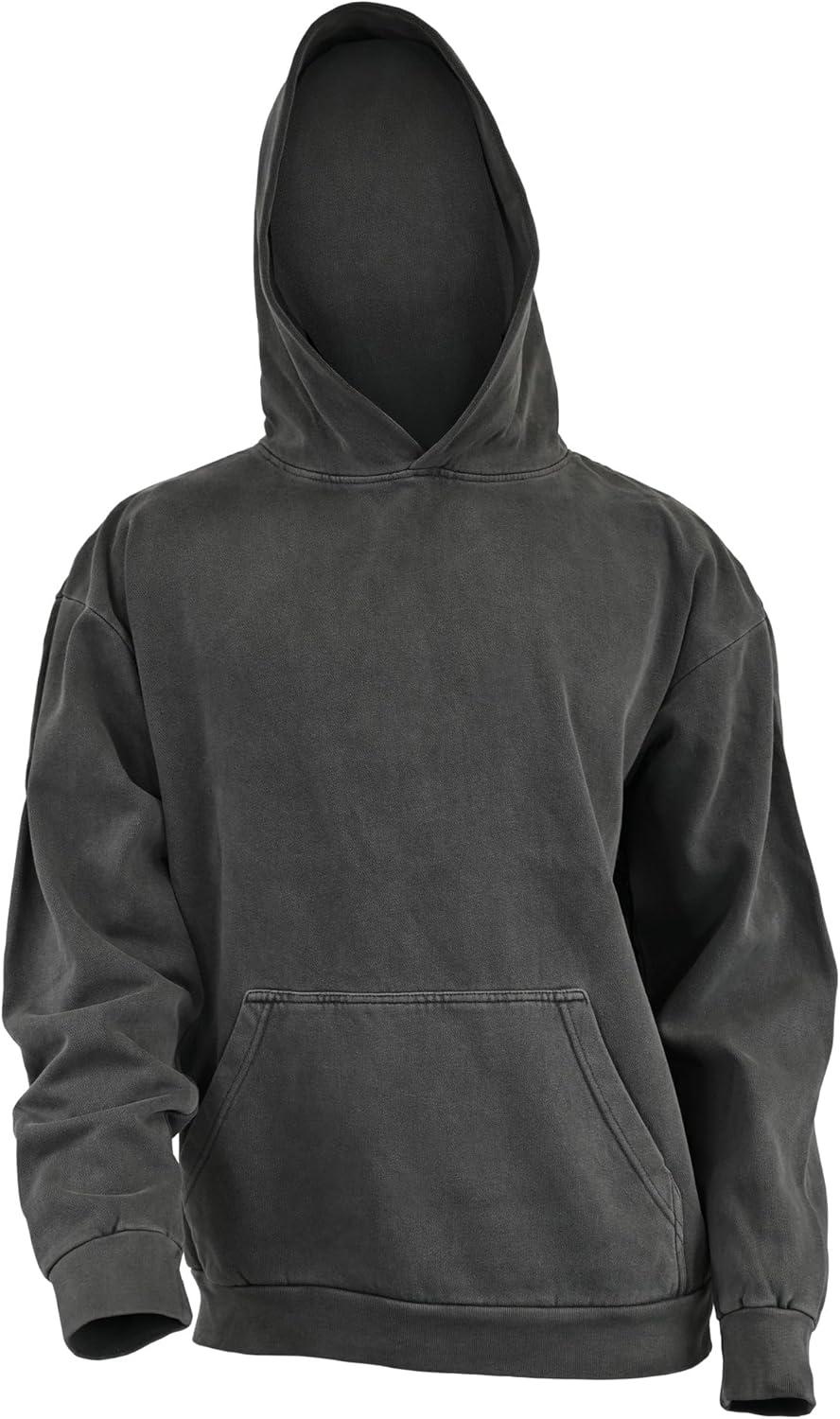 Expert Brand USA-Made Men's Oversized Heavyweight Cotton Pullover Hoodie Charcoal XL