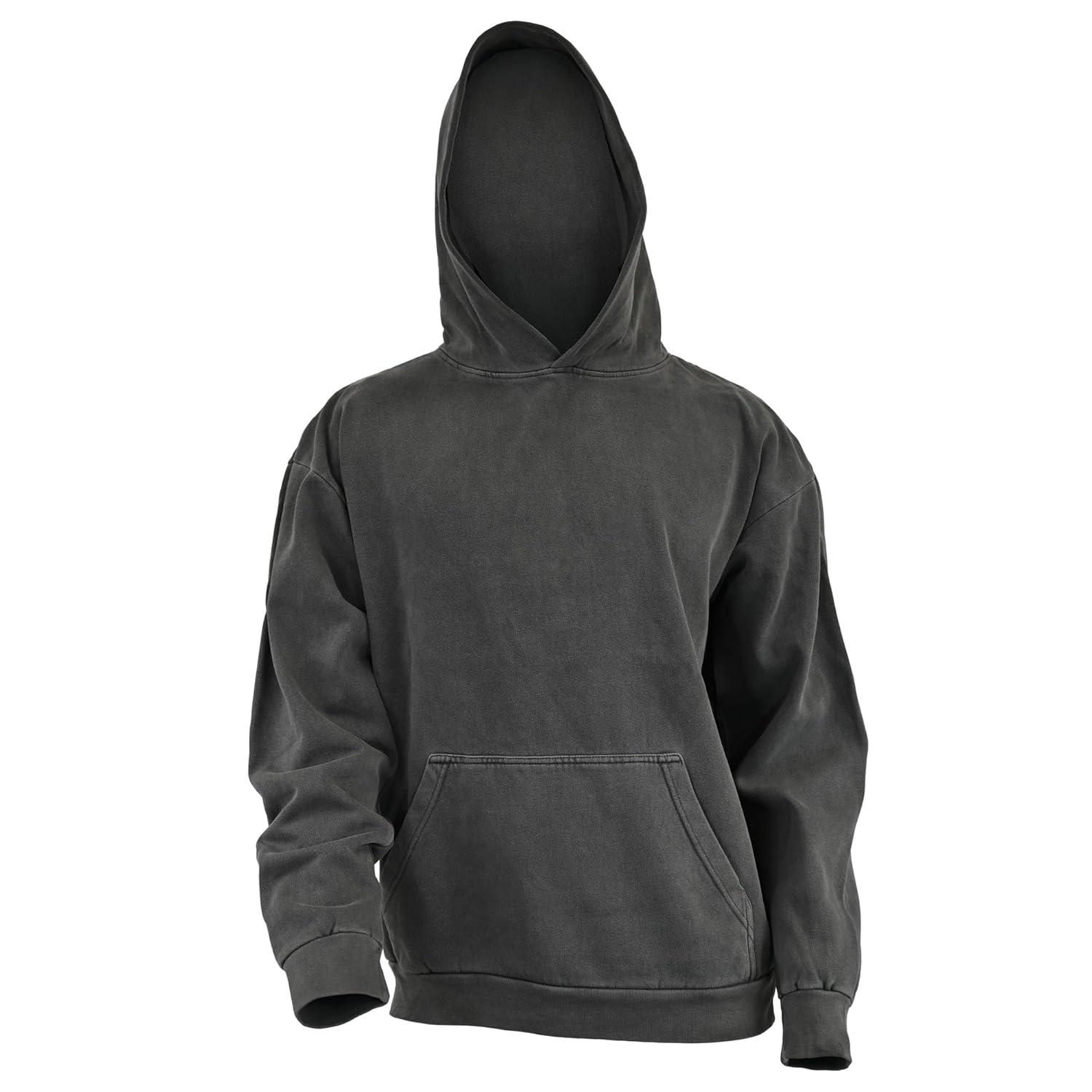 Expert Brand USA-Made Men's Oversized Heavyweight Cotton Pullover Hoodie Charcoal XL