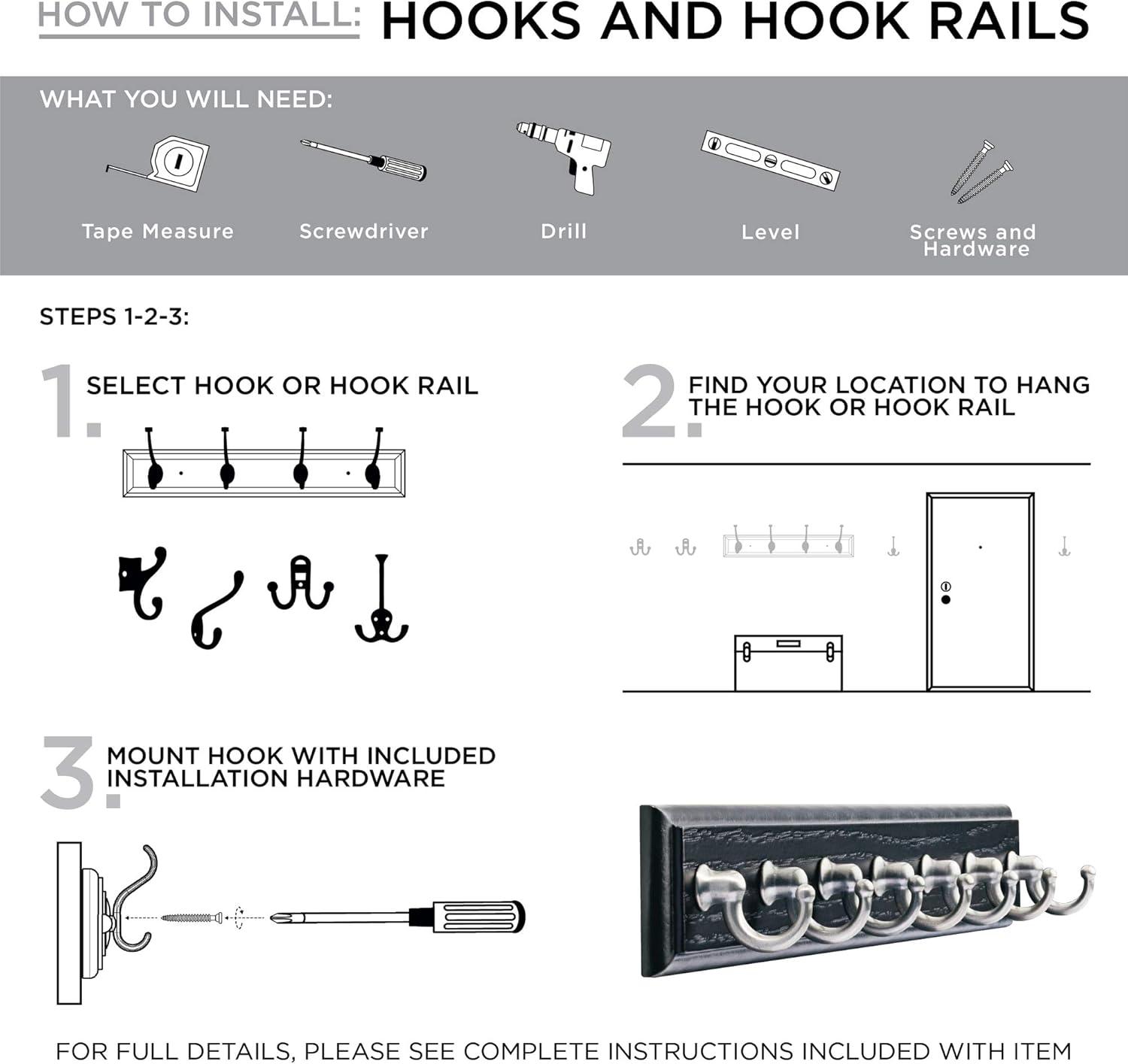 Liberty Hardware 129848 Five Double Hook 27" Wide Rail - White