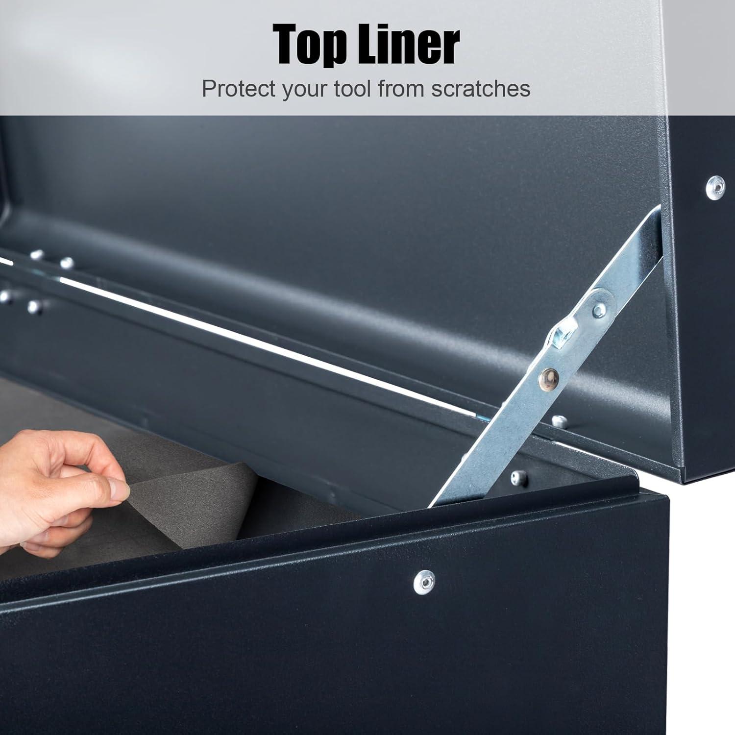 INDSUMOT 24" Portable Tool Box, 5 Drawers & Top Storage Tray Tool Box with Drawers, Lockable Metal Tool Chest Cabinet for Garage, Warehouse, Repair Shop & Home, Red