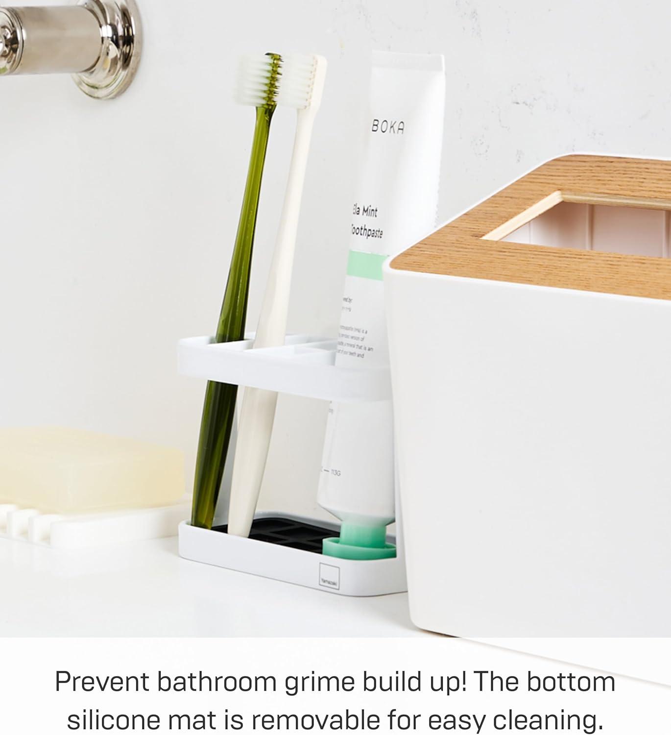 Yamazaki Home Tower Yamazaki Home Toothbrush And Toothpaste Holder For Bathroom Countertop, Steel, Water Resistant