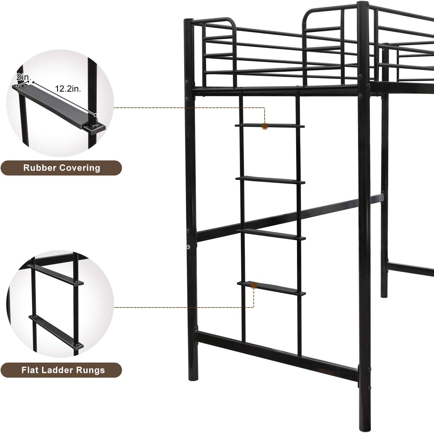 Metal Twin Loft Bunk Bed in Black