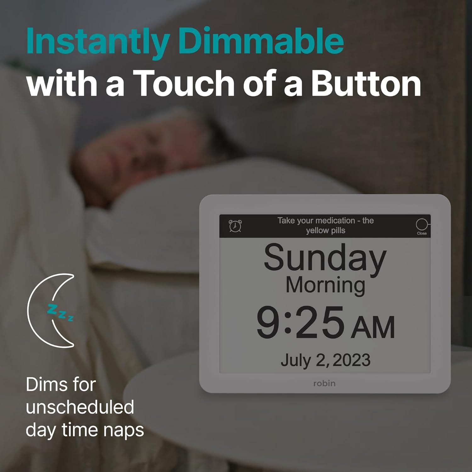 White 12" Digital Calendar Clock with Large Display