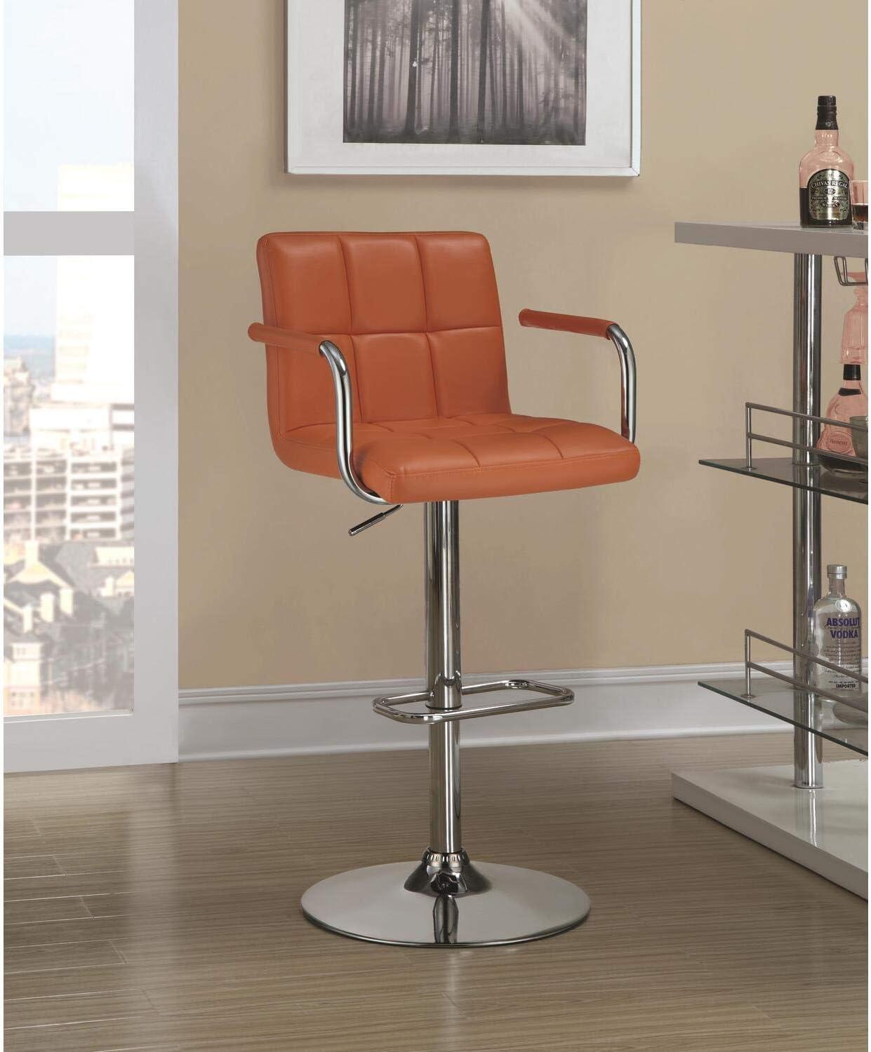 Coaster Modern Faux Leather Adjustable Height Bar Stool in Black