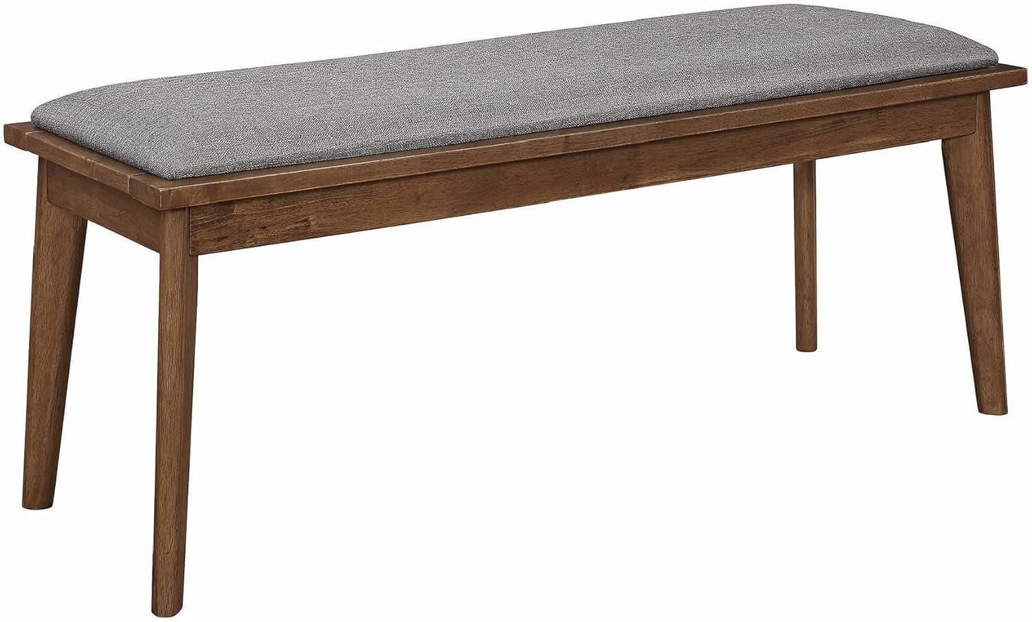Fabric Upholstered Wooden Bench with Chamfered Legs Gray and Brown - Saltoro Sherpi