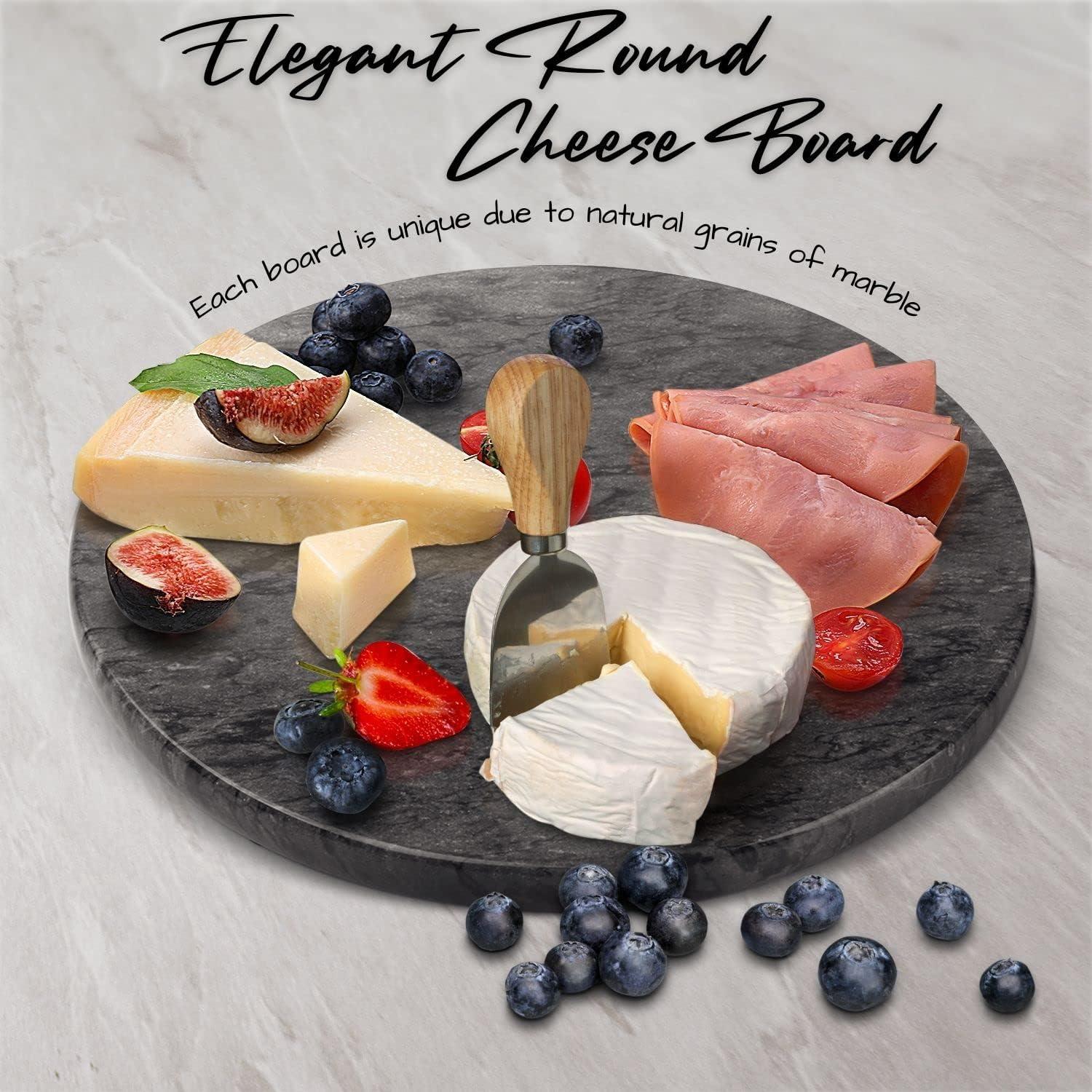 Creative Home Charcoal Marble 12" Diam. Round Cheese Board