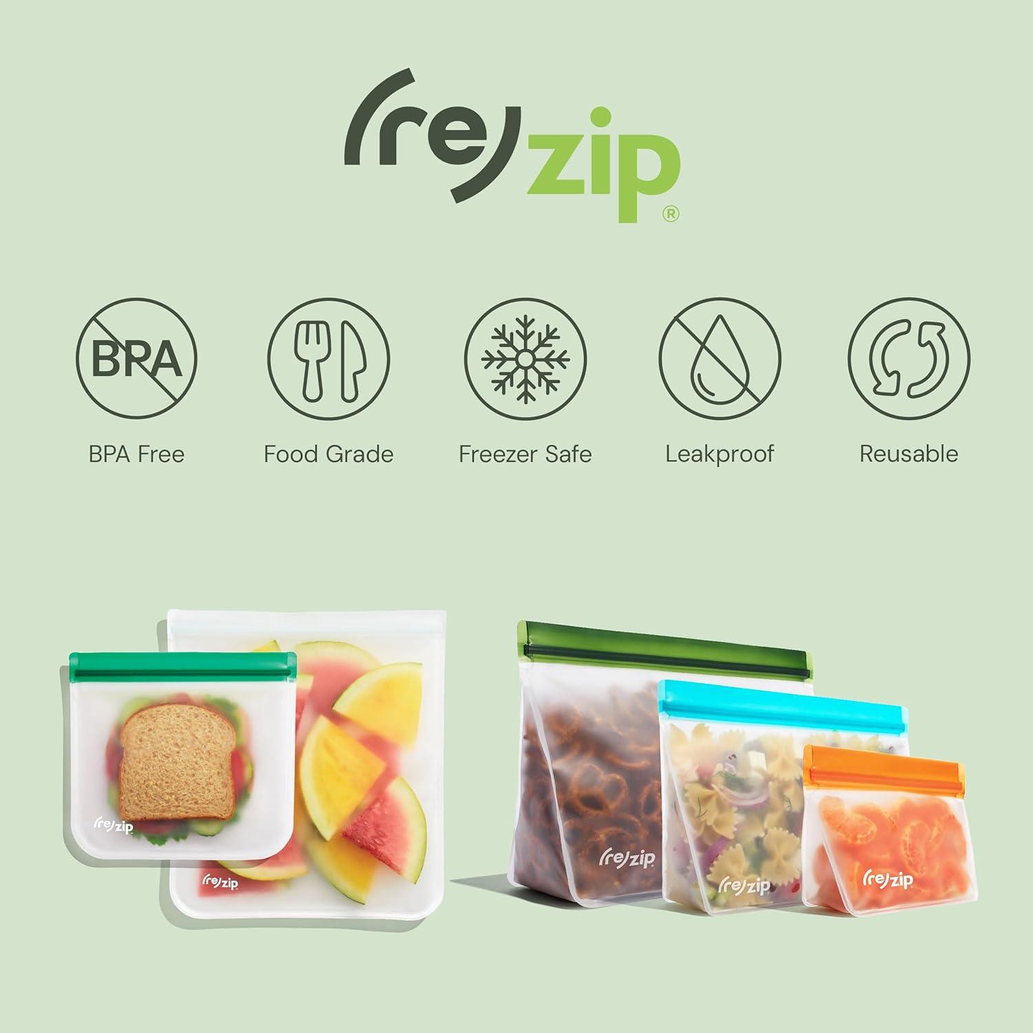 (re)zip Reusable Leakproof Food Storage Sandwich Lunch Bag Family Pack - 10pk