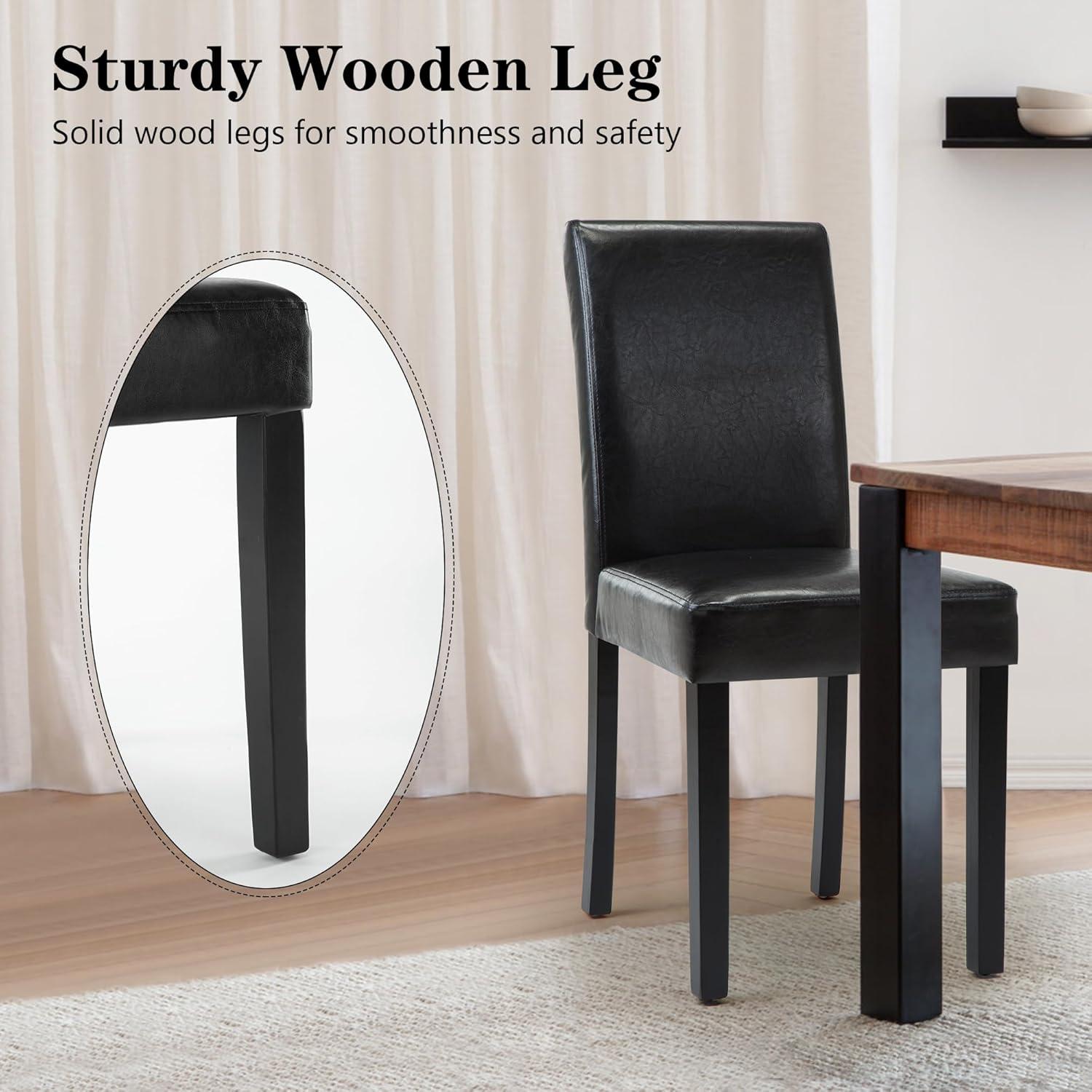 Tangkula Dining Chair Set of 4 w/ Acacia Wood Frame & Rubber Wood Legs Padded Backrest Black