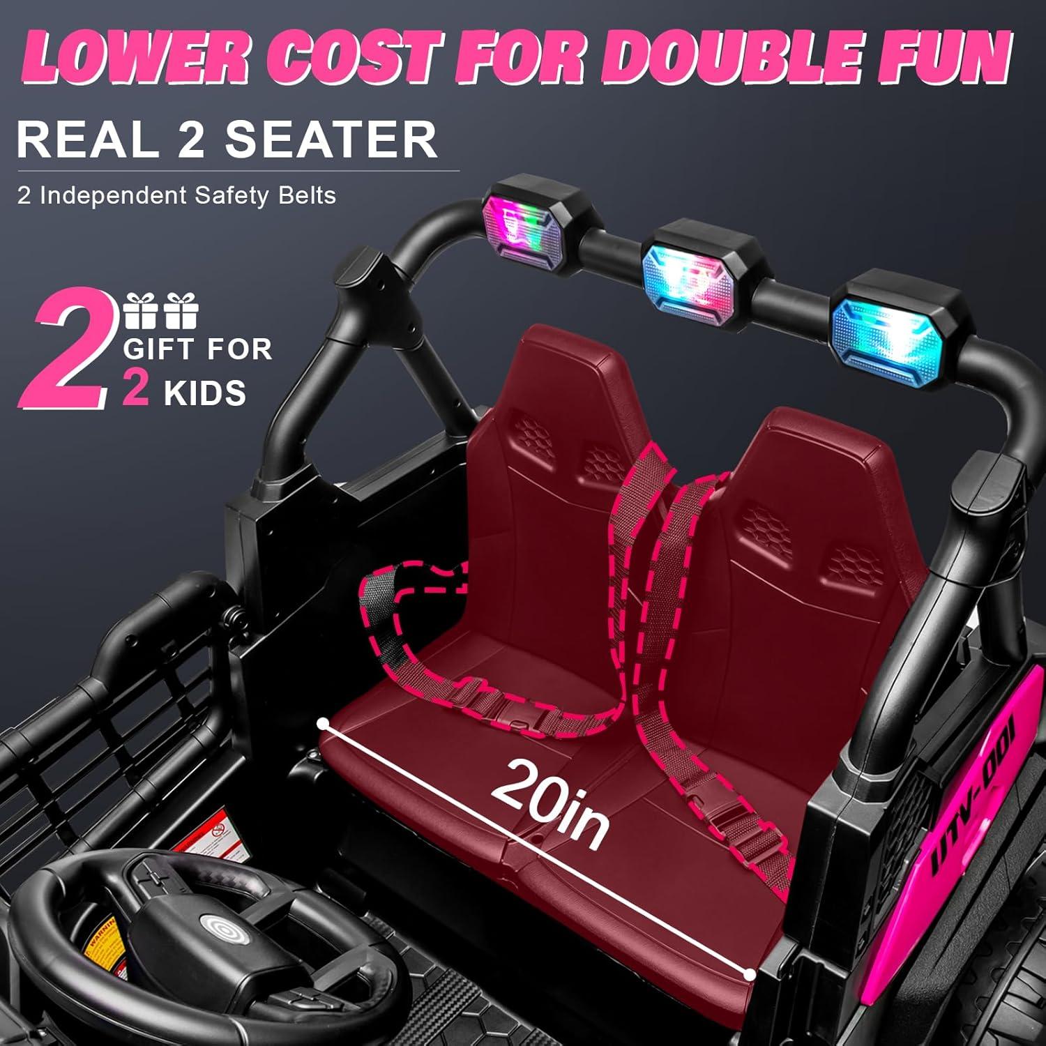 Pink 24V 2-Seater Ride-On UTV with Remote Control