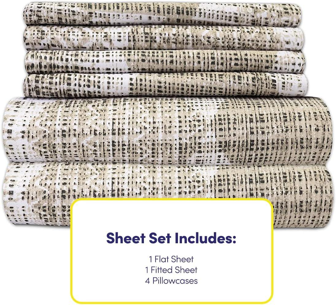 6 Piece Printed Monaco Ultra Soft Microfiber Sheet Set By Sweet Home Collection® - Queen