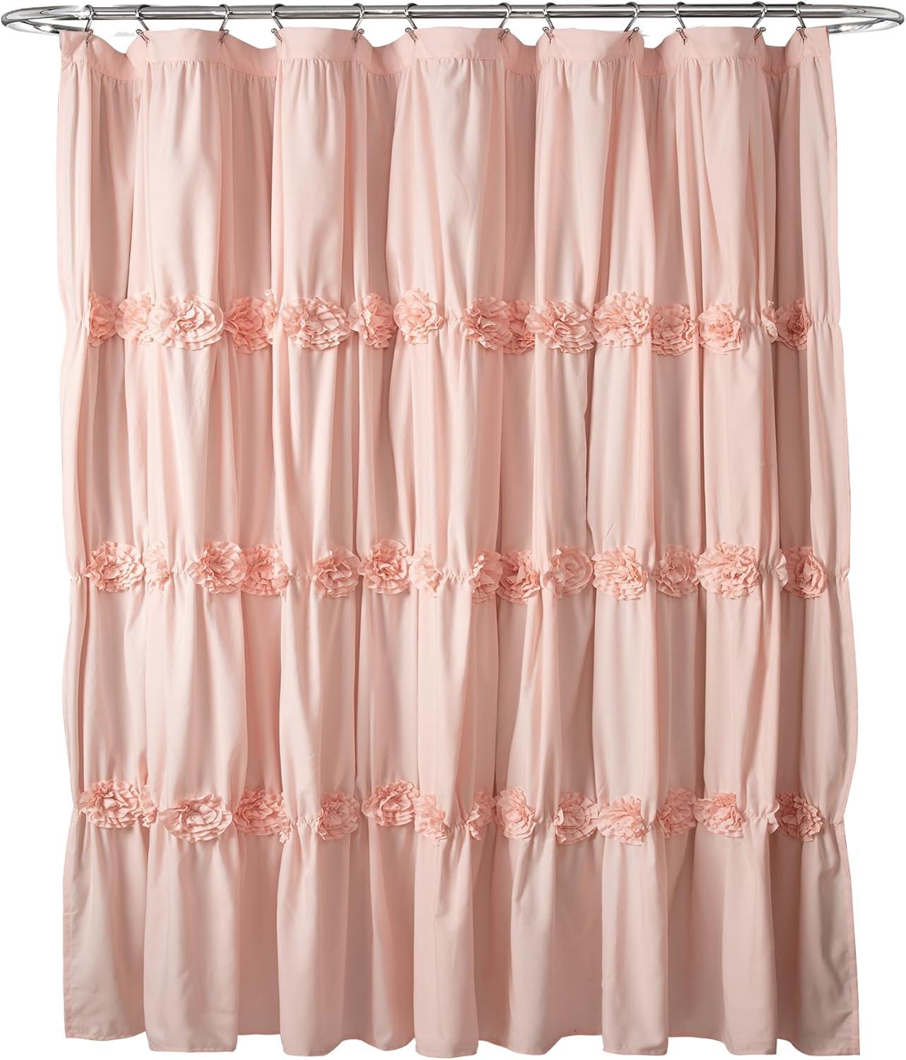 Lush Decor Darla Solid Shower Curtain, 72x72, Blush, Single