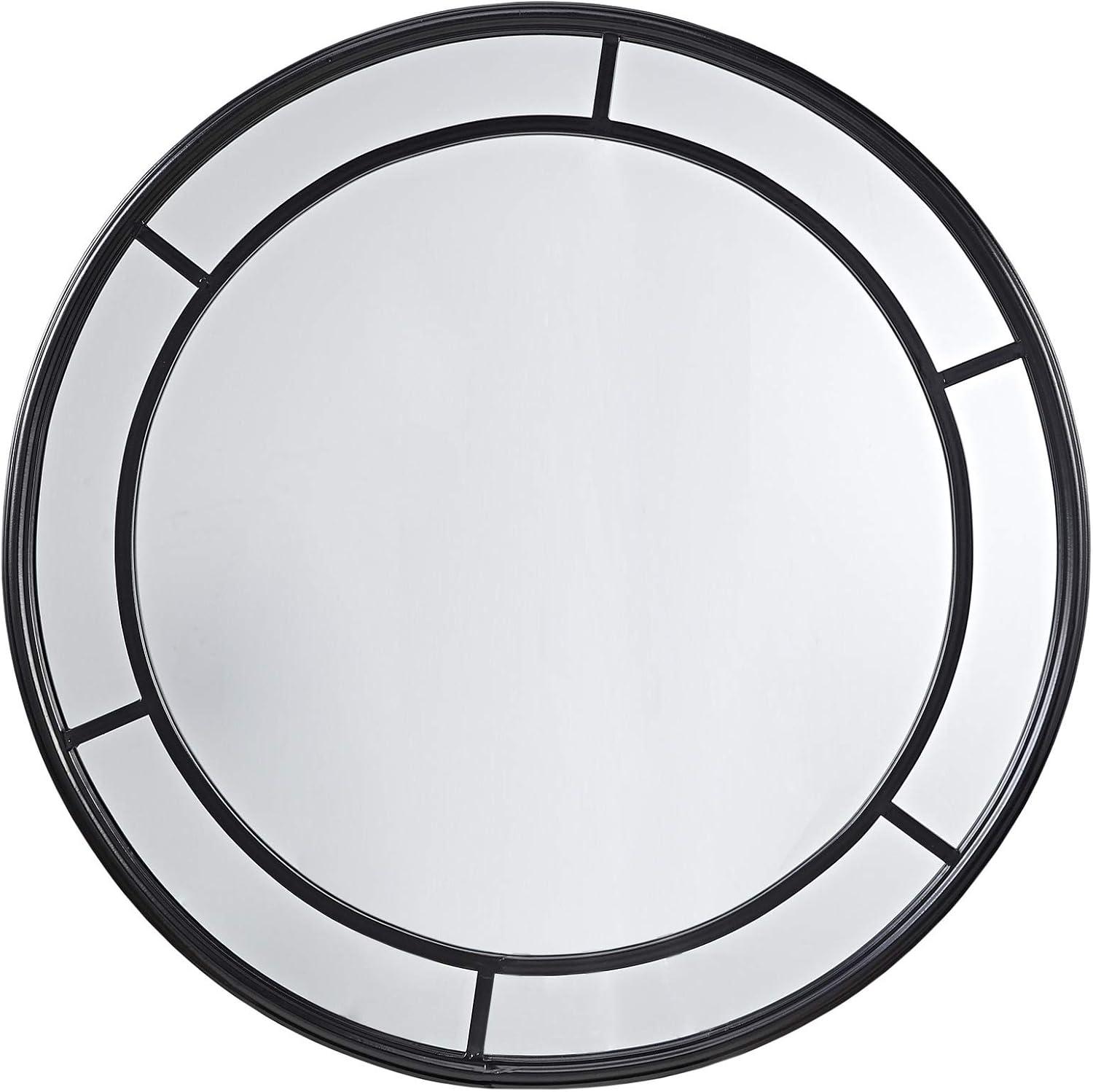 Katonah Round Black Iron Framed Wall Mirror