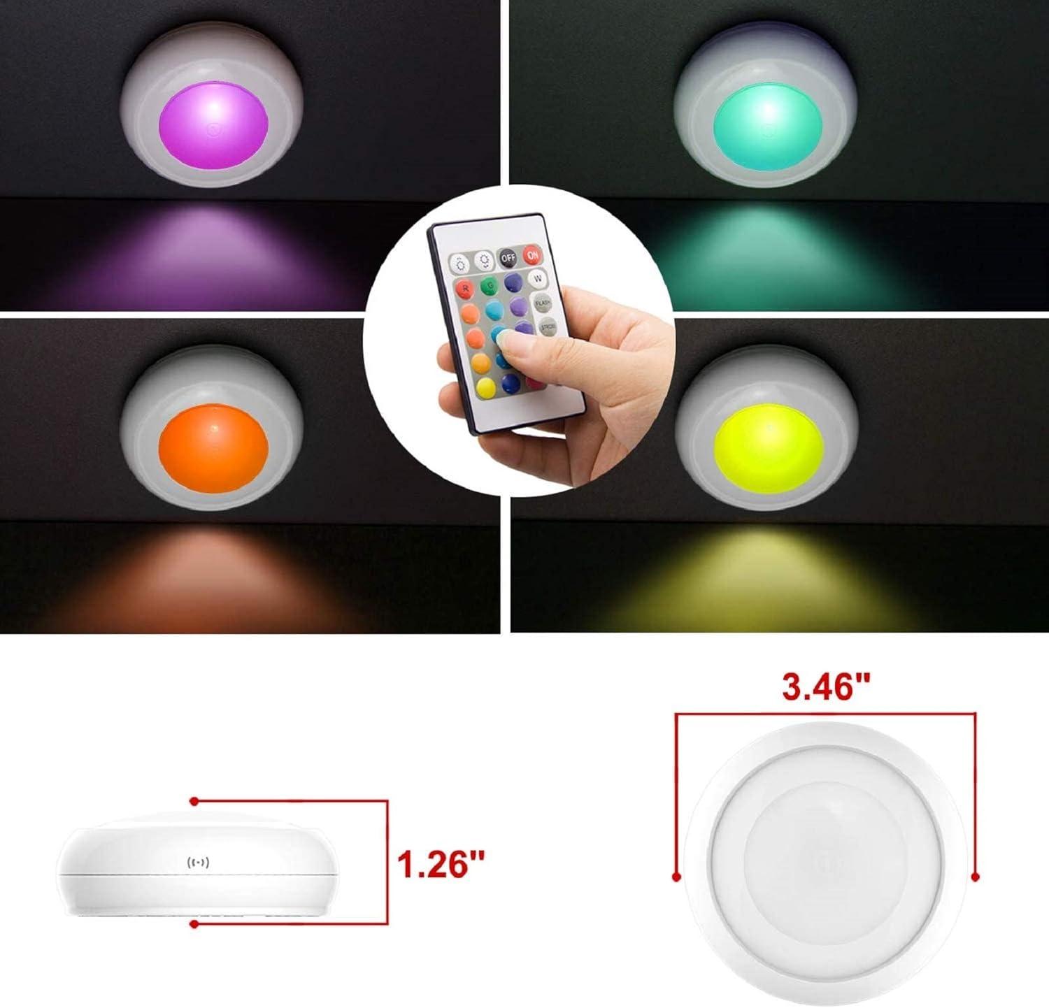 LUXSWAY Battery LED Color Changing Puck Lights with Remote