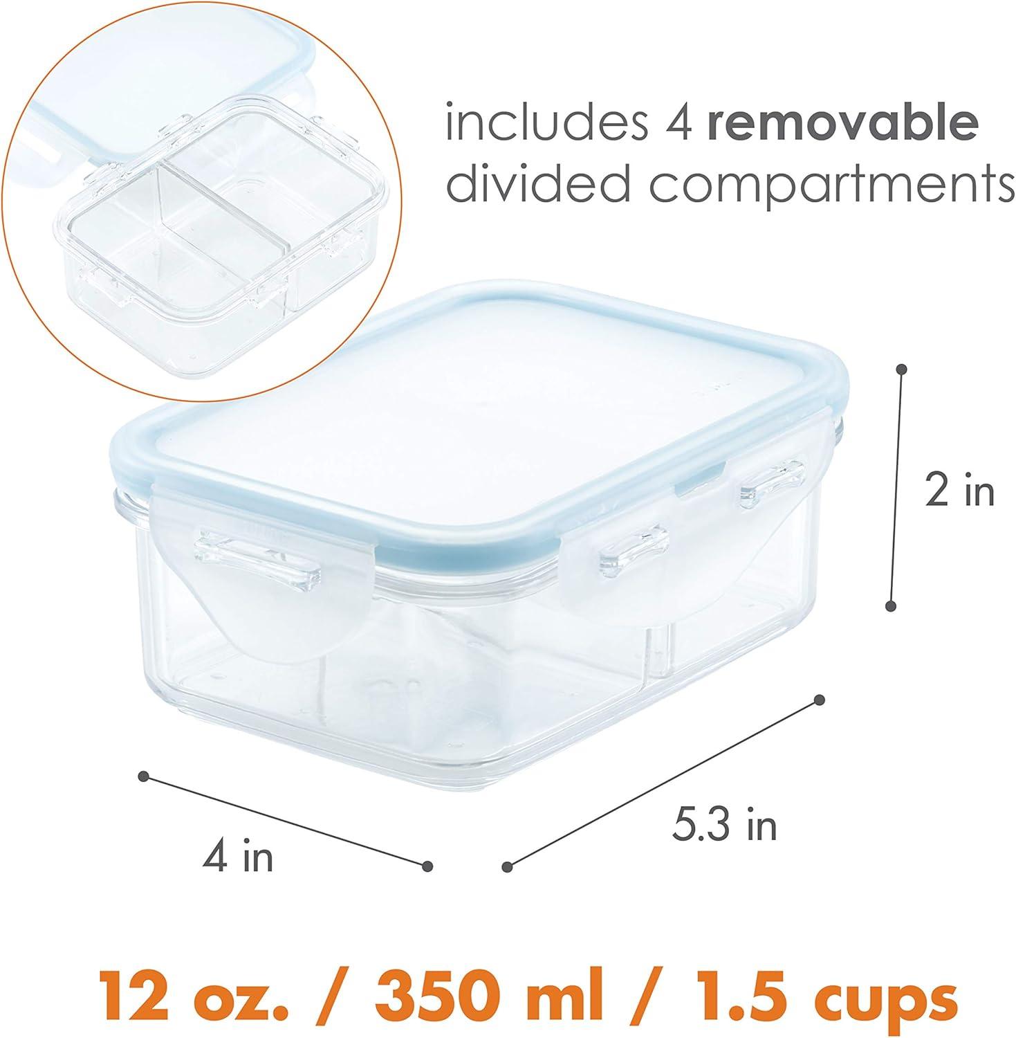 LocknLock 12-Ounce Warp-Stain-Odor Resistant Purely Better Rectangular Food Storage Container with Divider