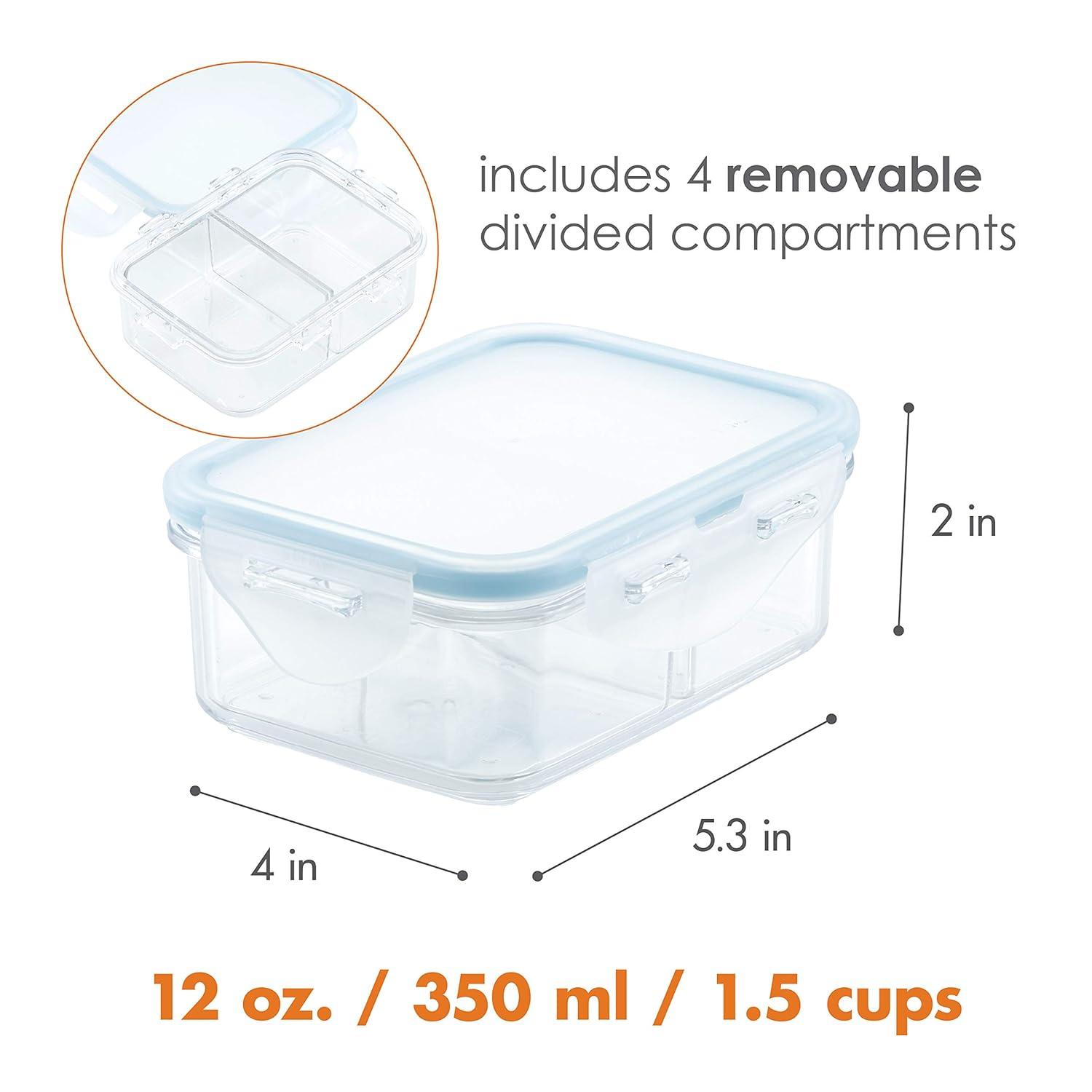 LocknLock 12-Ounce Warp-Stain-Odor Resistant Purely Better Rectangular Food Storage Container with Divider