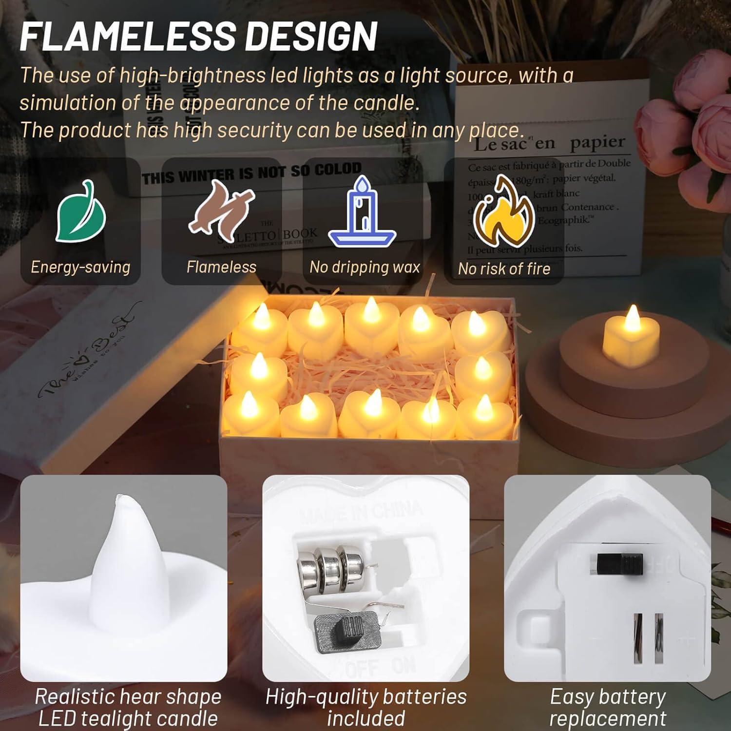 Red Flameless LED Tealights with Artificial Rose Petals Kit