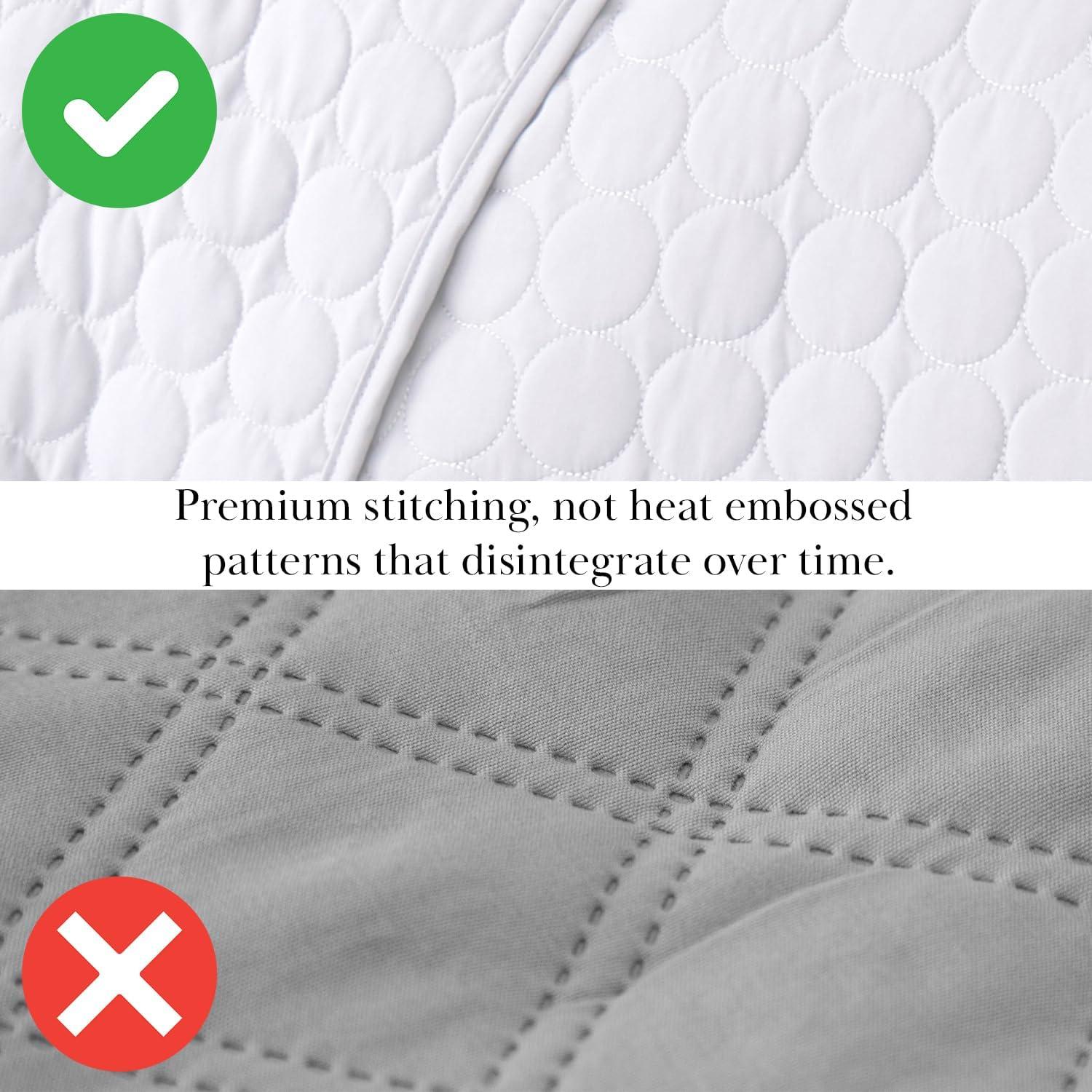 Southshore Fine Living, Inc. White Quilts Queen Size Set, Lightweight Summer Bedspread with 2 Quilted Pillow Shams, Cozy, Soft Circle-Stitch Design, Queen Size/Full Size, White