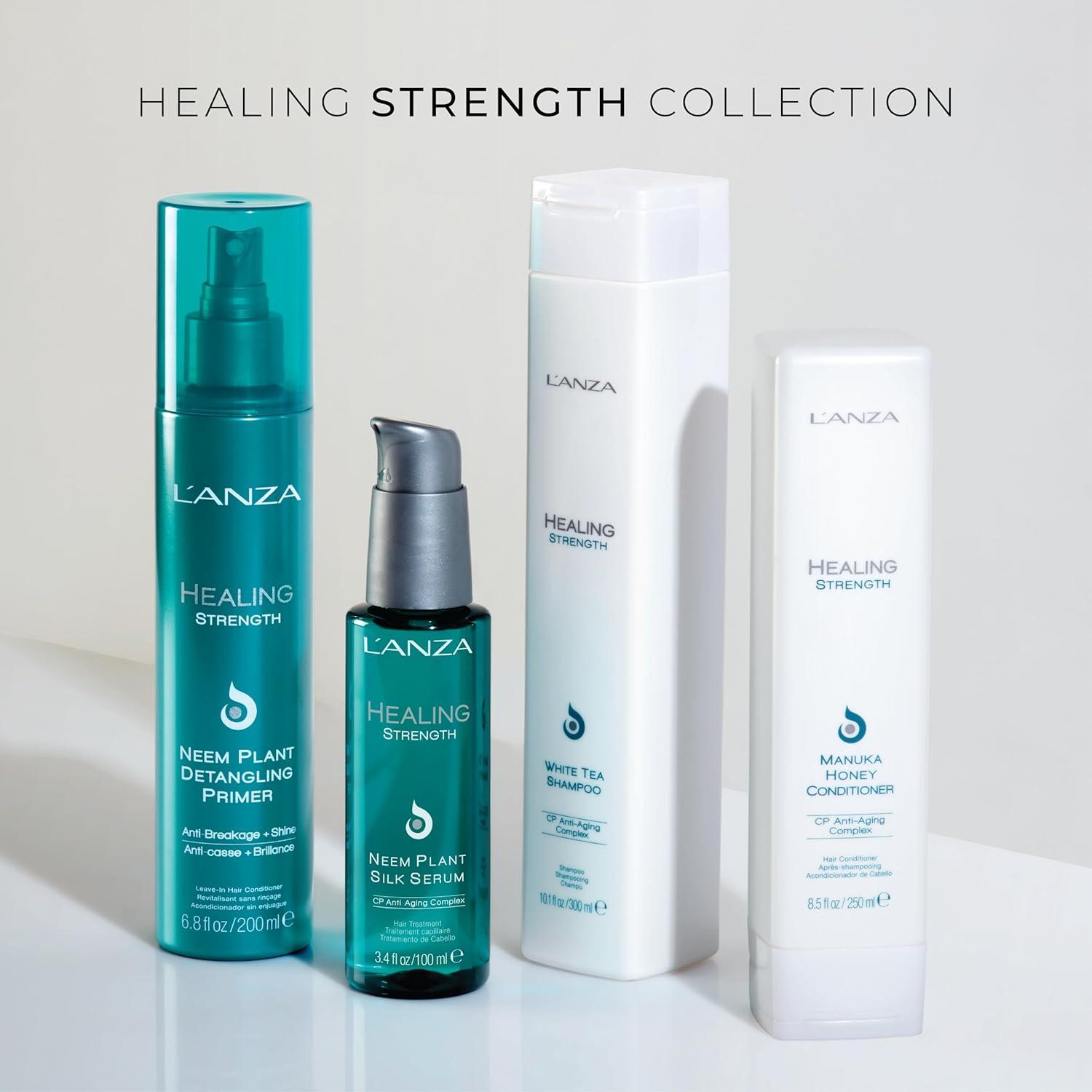 L'ANZA Healing Strength White Tea Shampoo, Shampoo For Dry, Damaged Hair, Boosts Shine, Strengthens, and Restores Weak, Fragile, Aged Hair Against Split Ends & Frizz Control, New Bottle