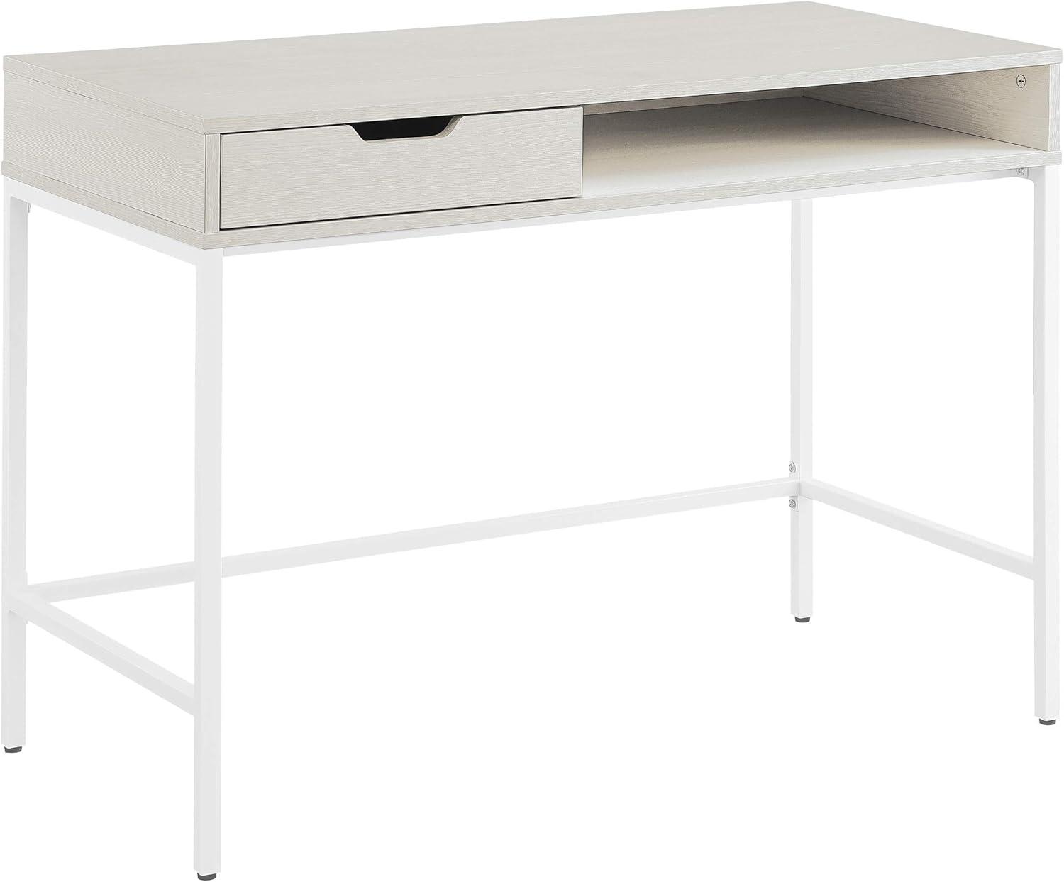 Contempo 40-Inch Desk with Drawer and Shelf in Brown Wood Grain Finish