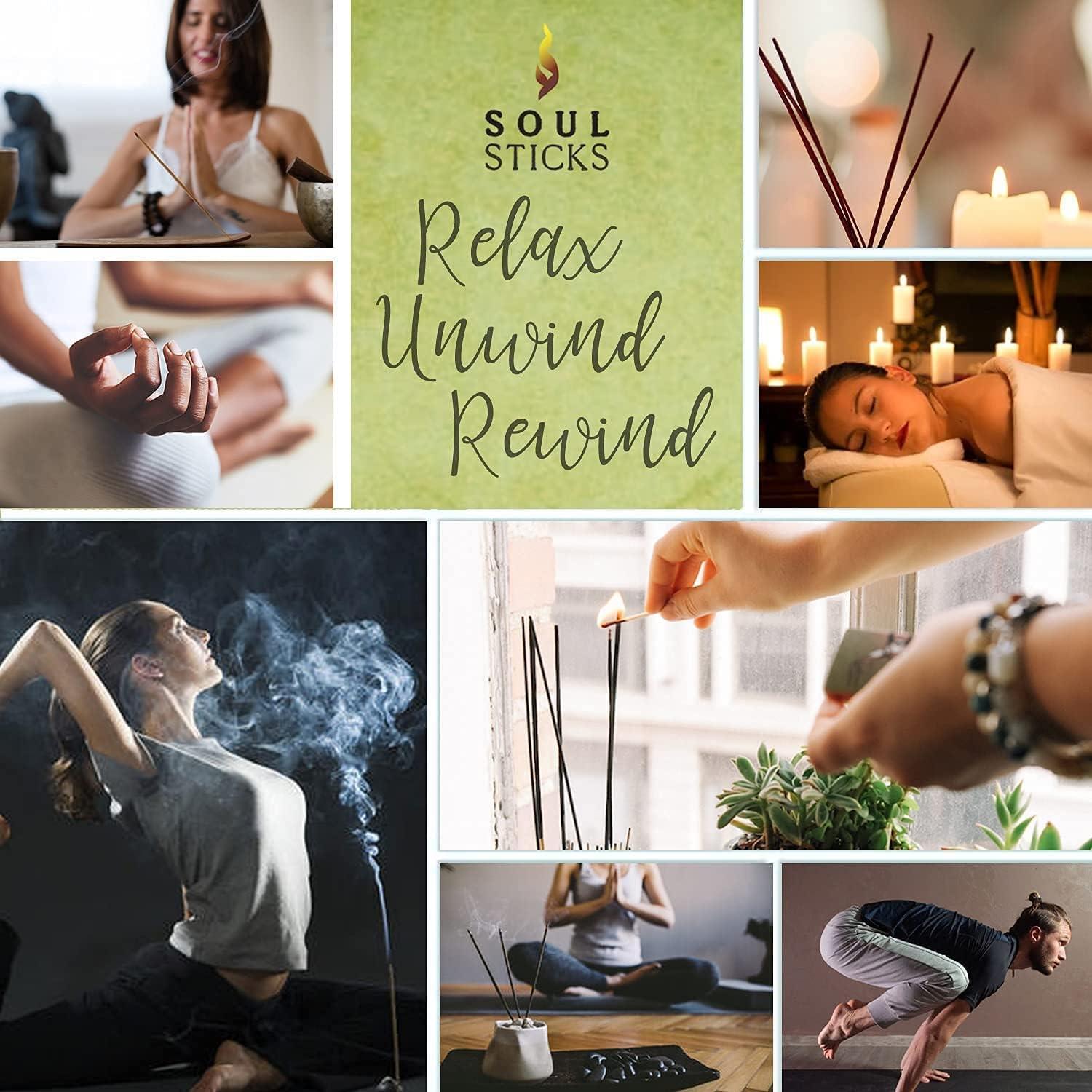 Soul Sticks Incense Sticks Spiritual Vibes Variety 4 Pack 100% Natural Masala Incense Organic Home Fragrance Agarbatti 15 Grams Per Pack 60 Grams Total