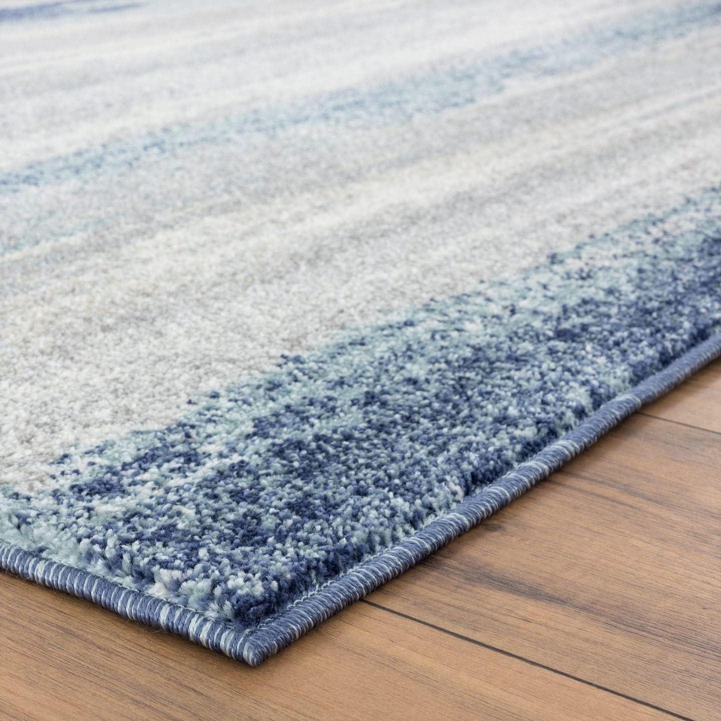 Coastal Bliss Blue Abstract 8' x 10' Easy-Care Synthetic Area Rug