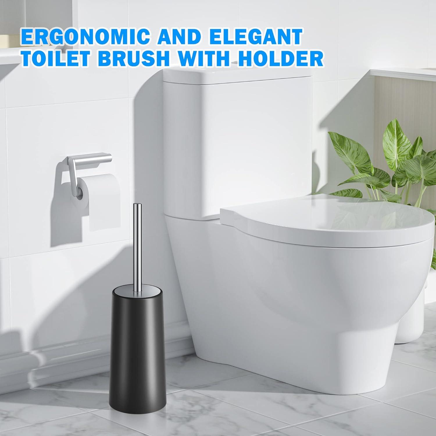 Black Stainless Steel Toilet Brush and Holder Set