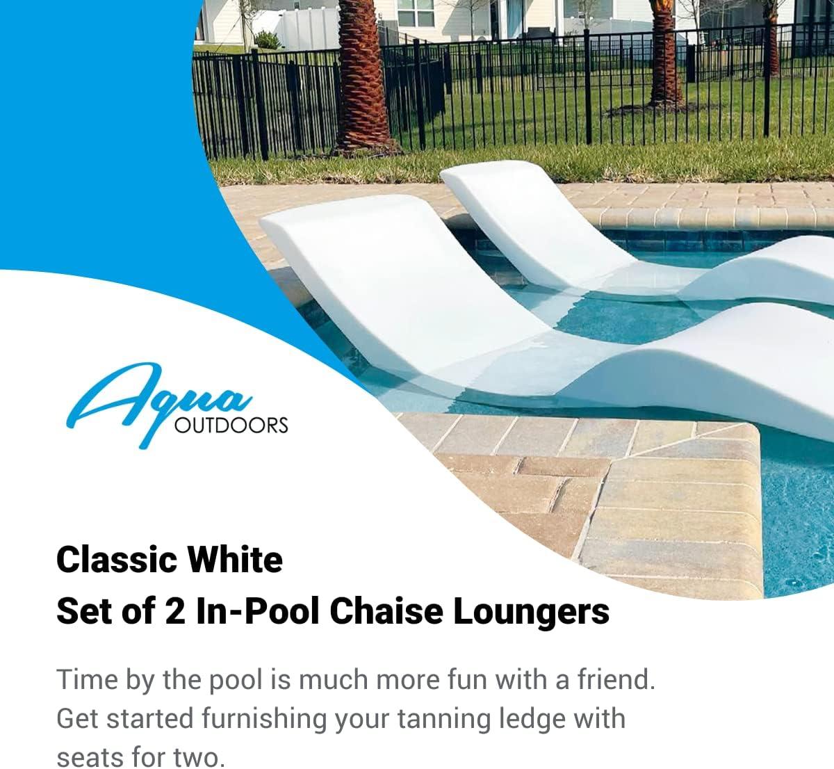 Classic White UV-Resistant Resin In-Pool Chaise Lounger Set