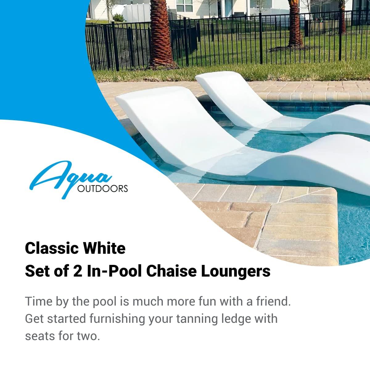 Classic White UV-Resistant Resin In-Pool Chaise Lounger Set