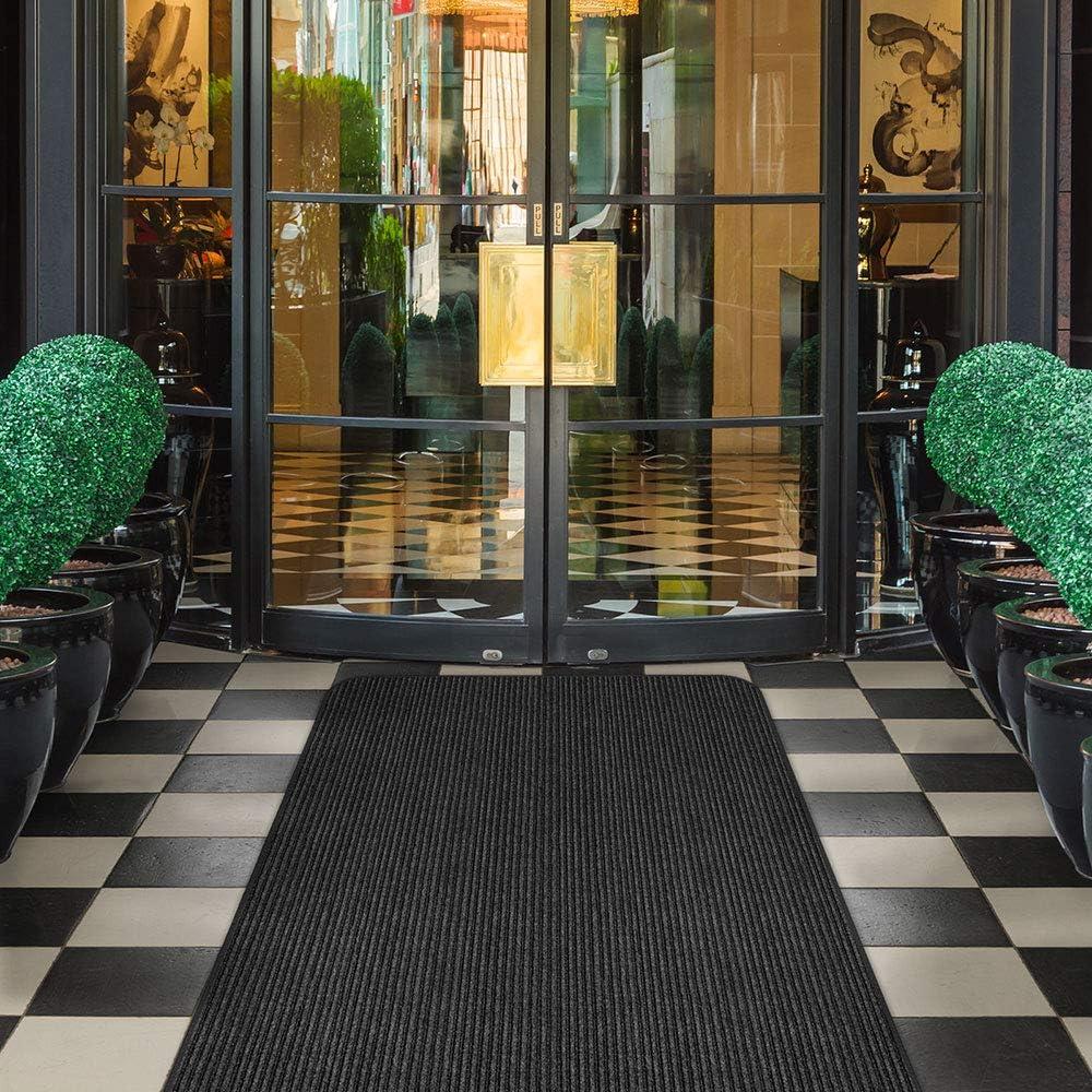 Smokey Black 4' x 20' Indoor/Outdoor Ribbed Carpet Runner