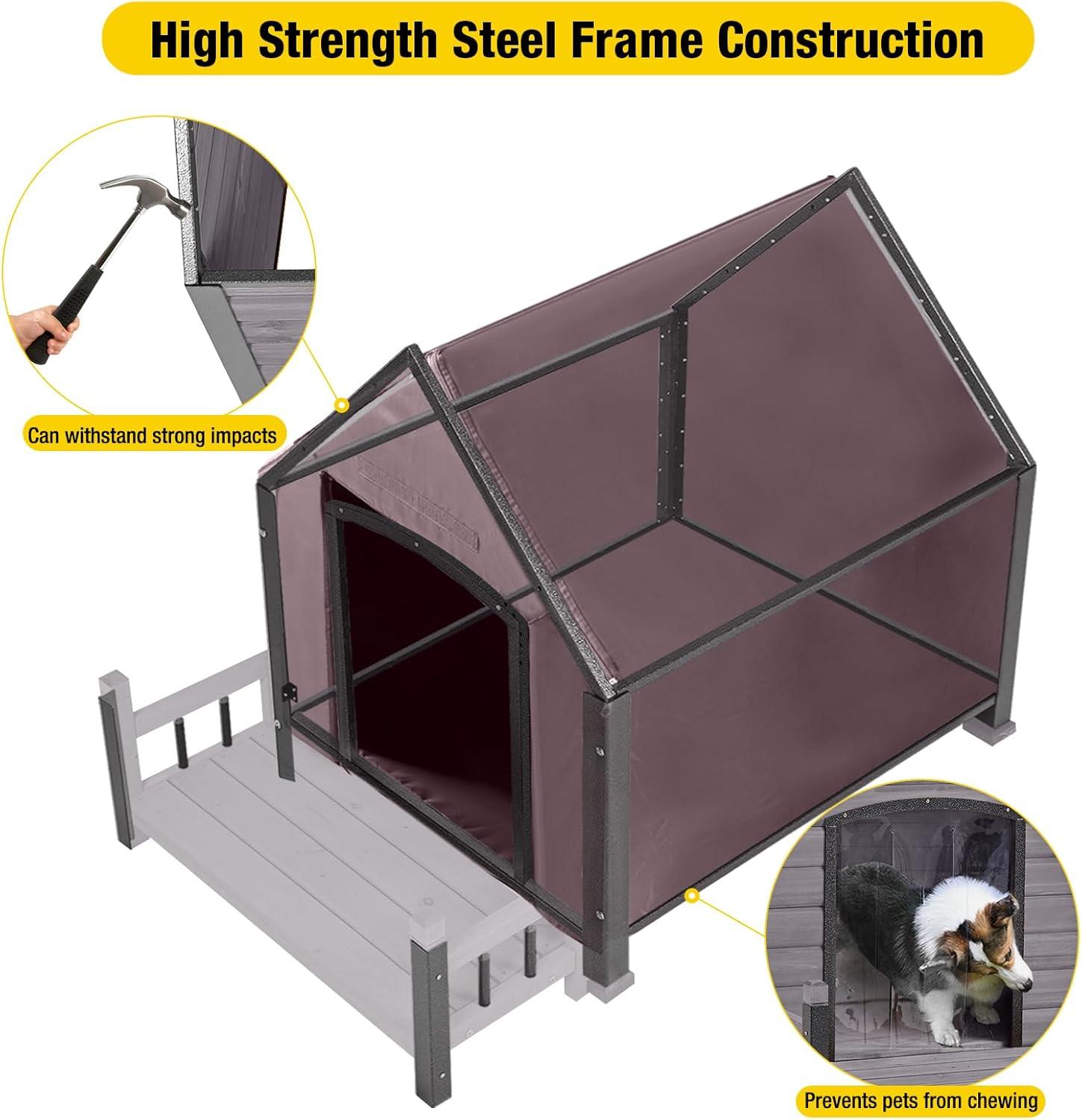 Aivituvin-AIR81-IN Medium Insulated Dog House Gray 32.9"(L) x 45" (W) x 32.6"(H)