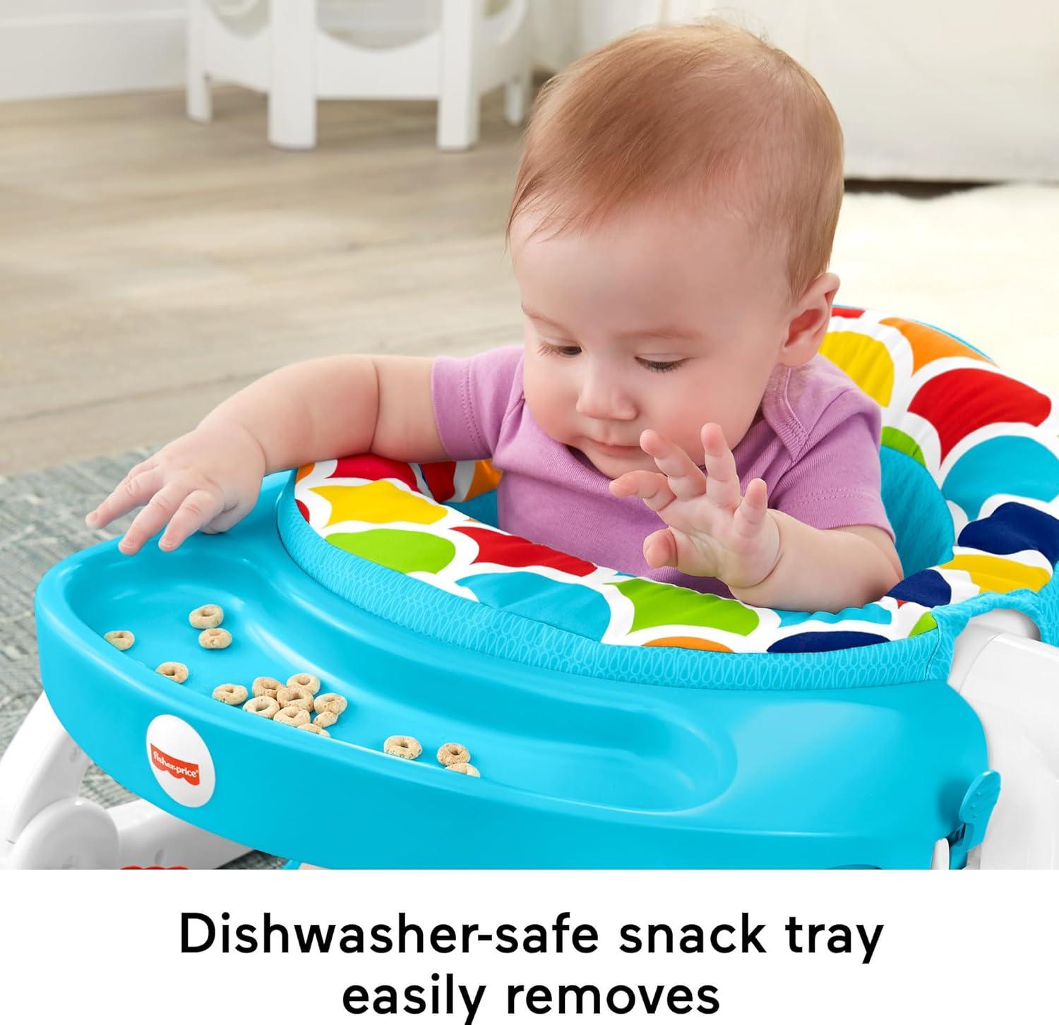 Fisher-Price Deluxe Sit-Me-up Floor Seat Infant Chair with Feeding Tray and Toys, Happy Hills