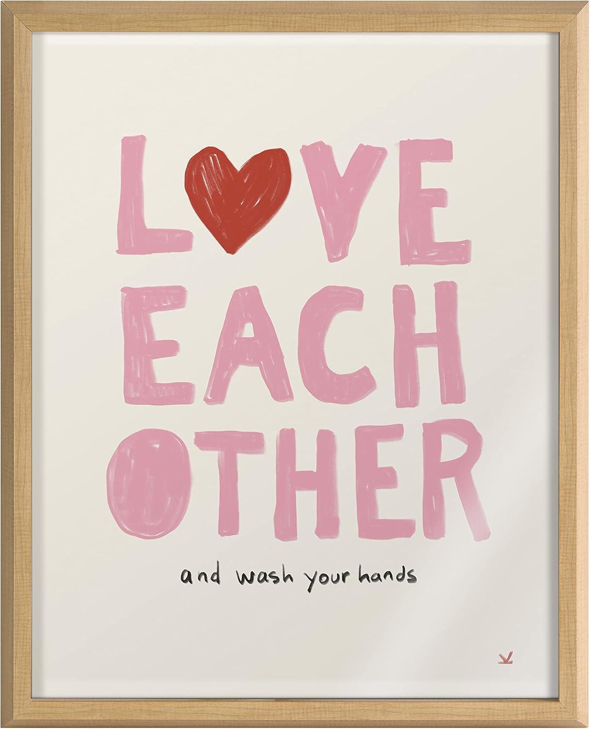 16" x 20" Blake Love Each Other by Kelly Knaga Framed Printed Glass Natural - Kate & Laurel All Things Decor