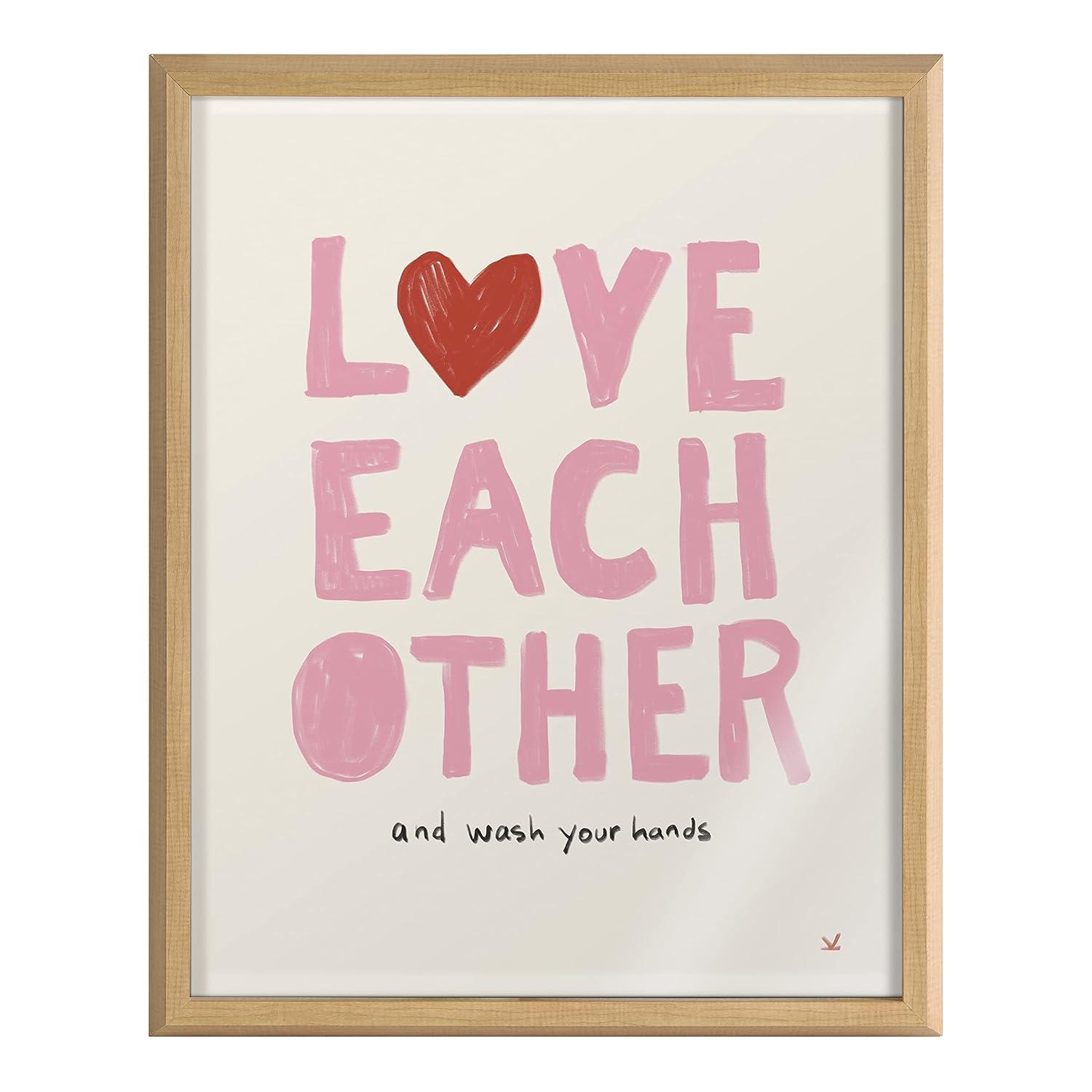 16" x 20" Blake Love Each Other by Kelly Knaga Framed Printed Glass Natural - Kate & Laurel All Things Decor