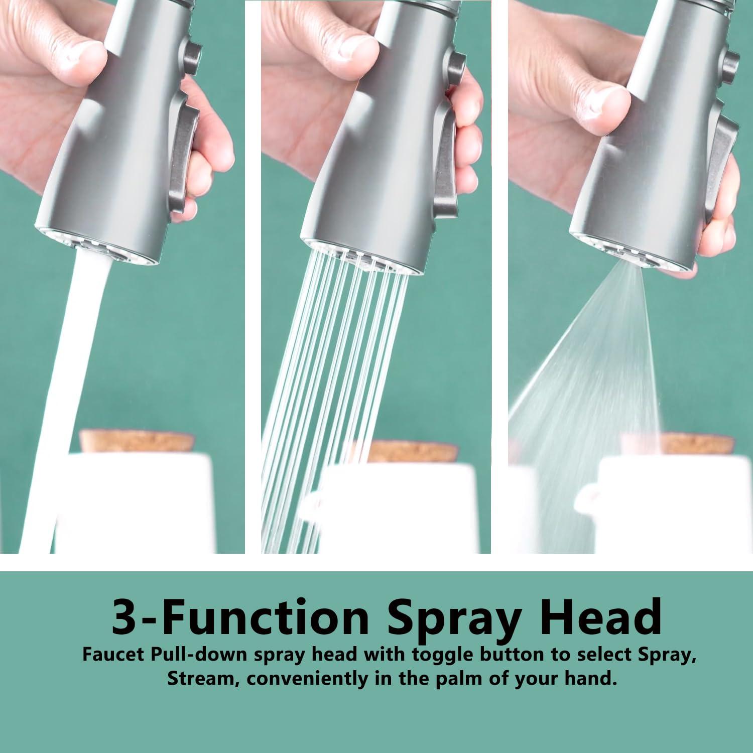 Touch Kitchen Faucet with Touchless Technology, Smart Kitchen Sink Faucet with Pull Down Sprayer, Touch on Activated Kitchen Bar Farmhouse Kitchens, RV, Sinks Faucet (Brushed Nickel)