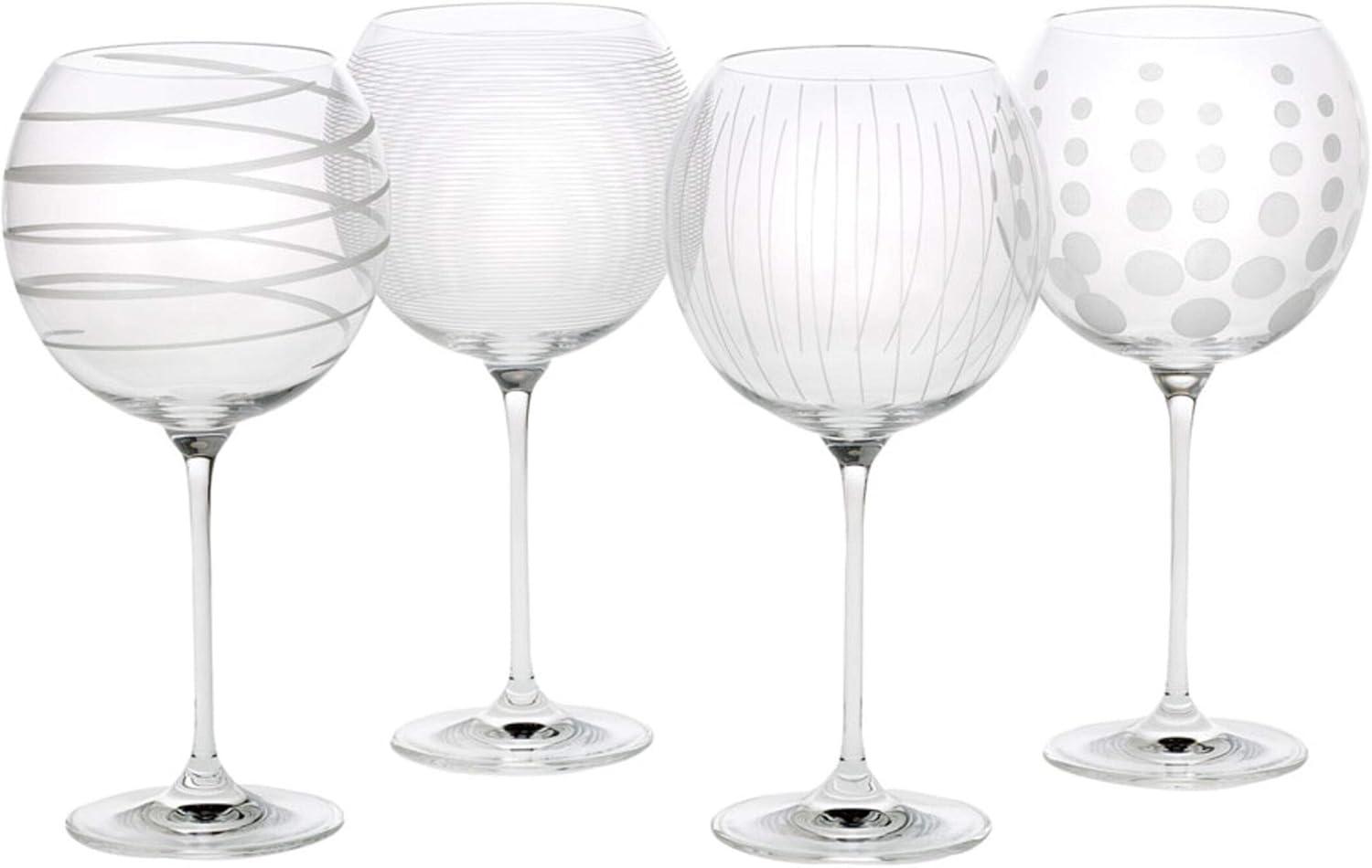 Set of 4 Clear Crystal Balloon Goblet Wine Glasses